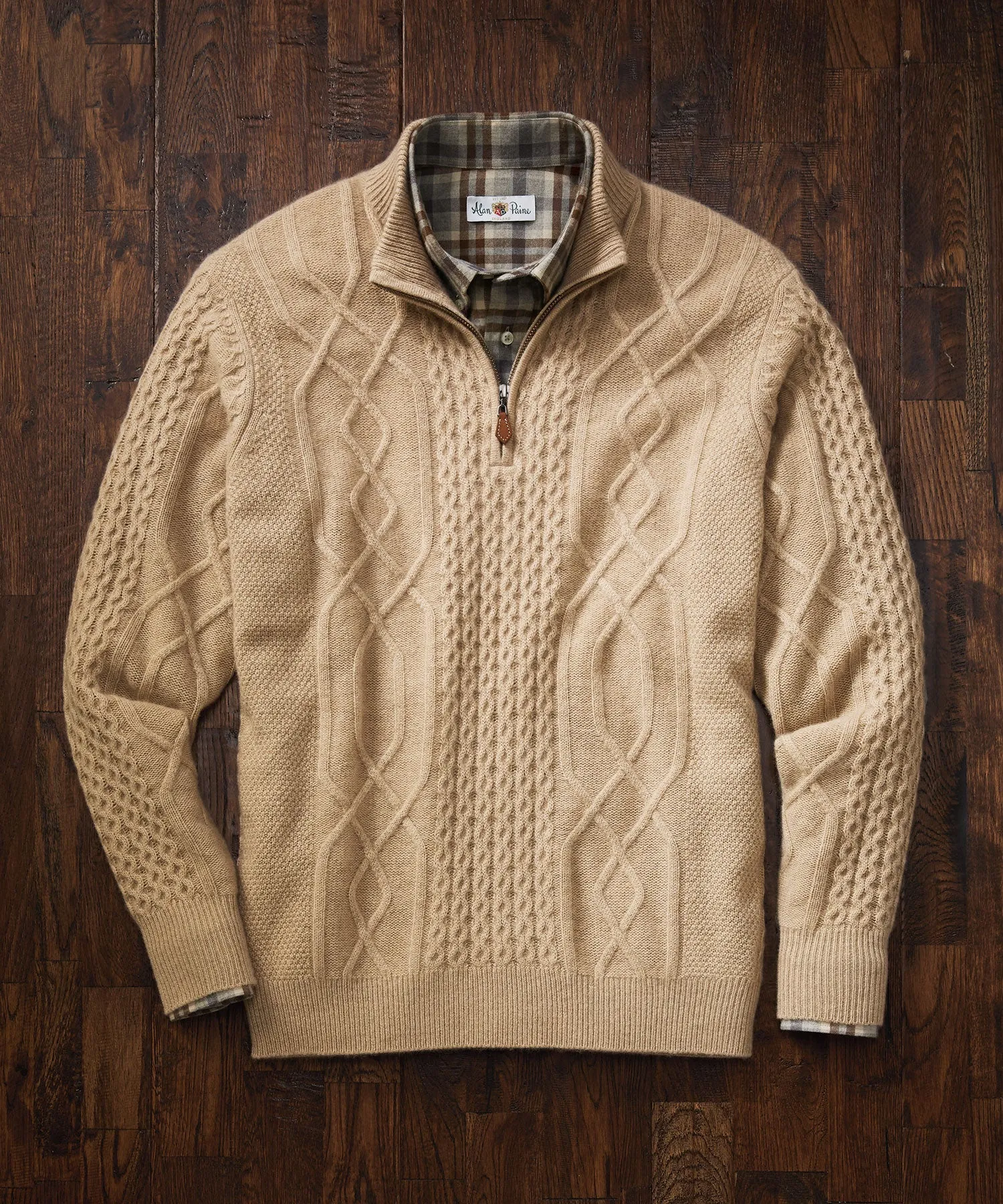 Cashmere Fisherman Cable Quarter-Zip Sweater