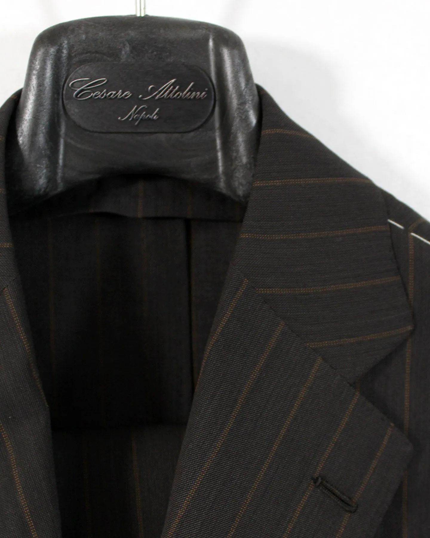 Cesare Attolini Suit Black Brown Stripes EU 50/ US 40