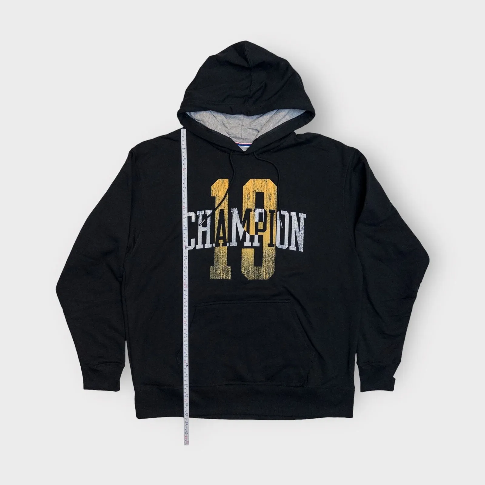 Champion Mens Fleece Pullover Hoodie Sweatshirt | XL | Black/Yellow ‘19’ | NWT