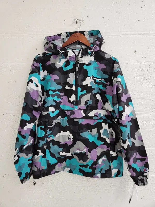 Champion Unisex Stadium Packable Jacket Abstract Camo Black V1012P 549369 AM0J