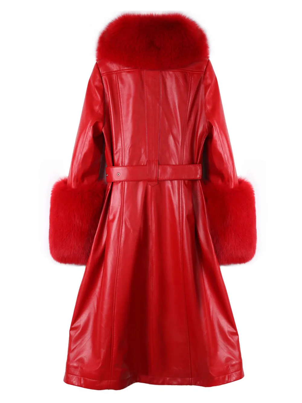 CHERRY Faux Fur Genuine Leather Coat