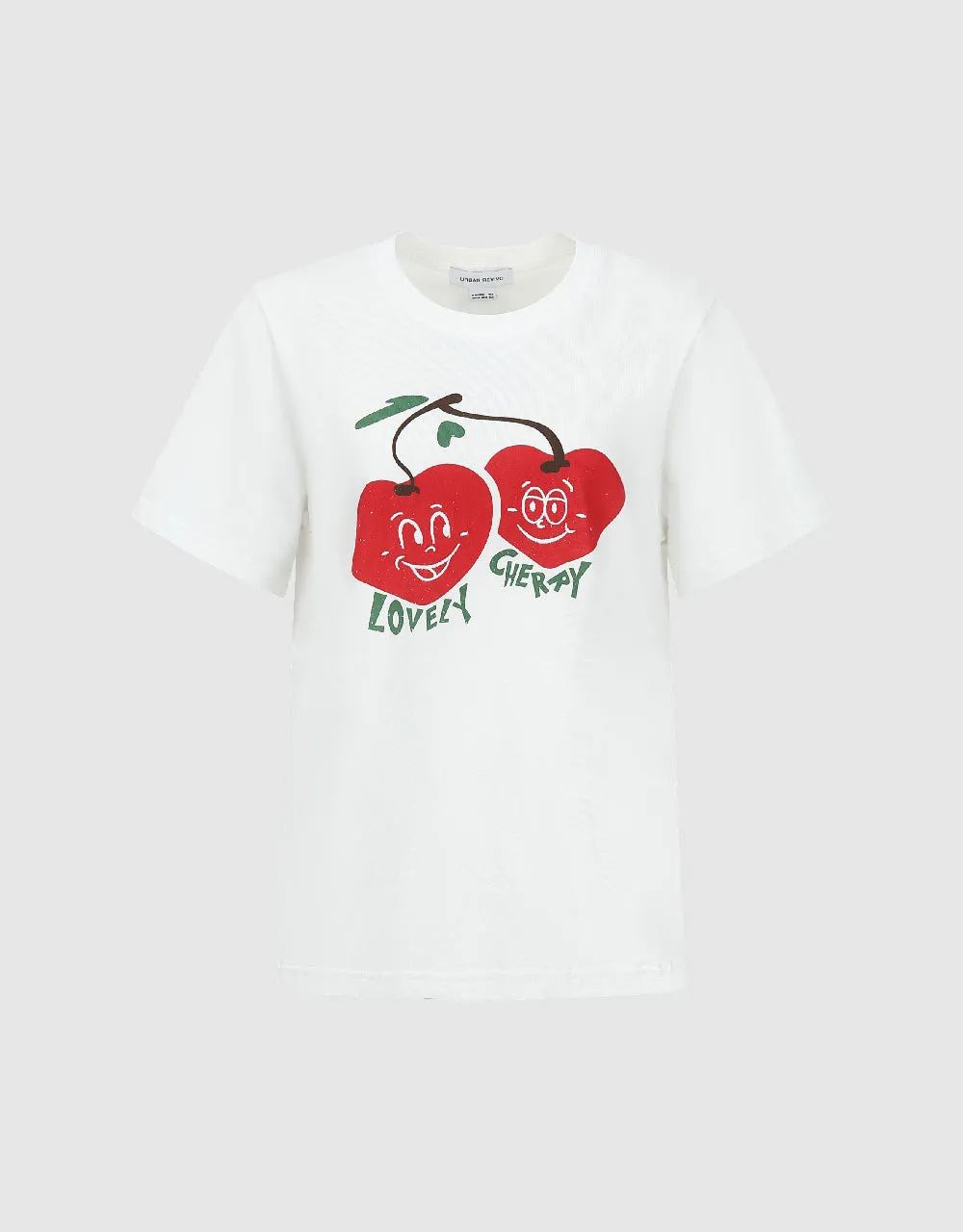 Cherry Printed Crew Neck Straight T-Shirt