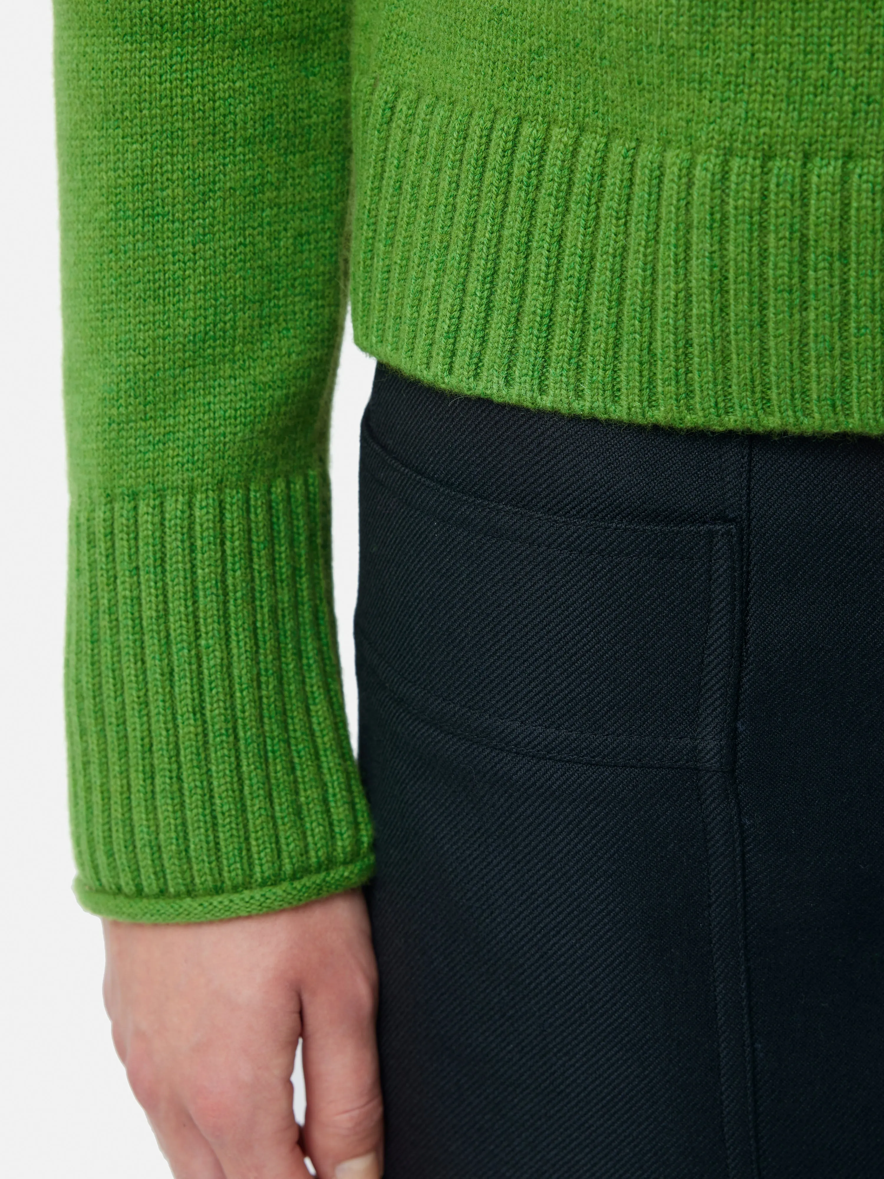 Compact Wool Cashmere Blend Jumper | Green