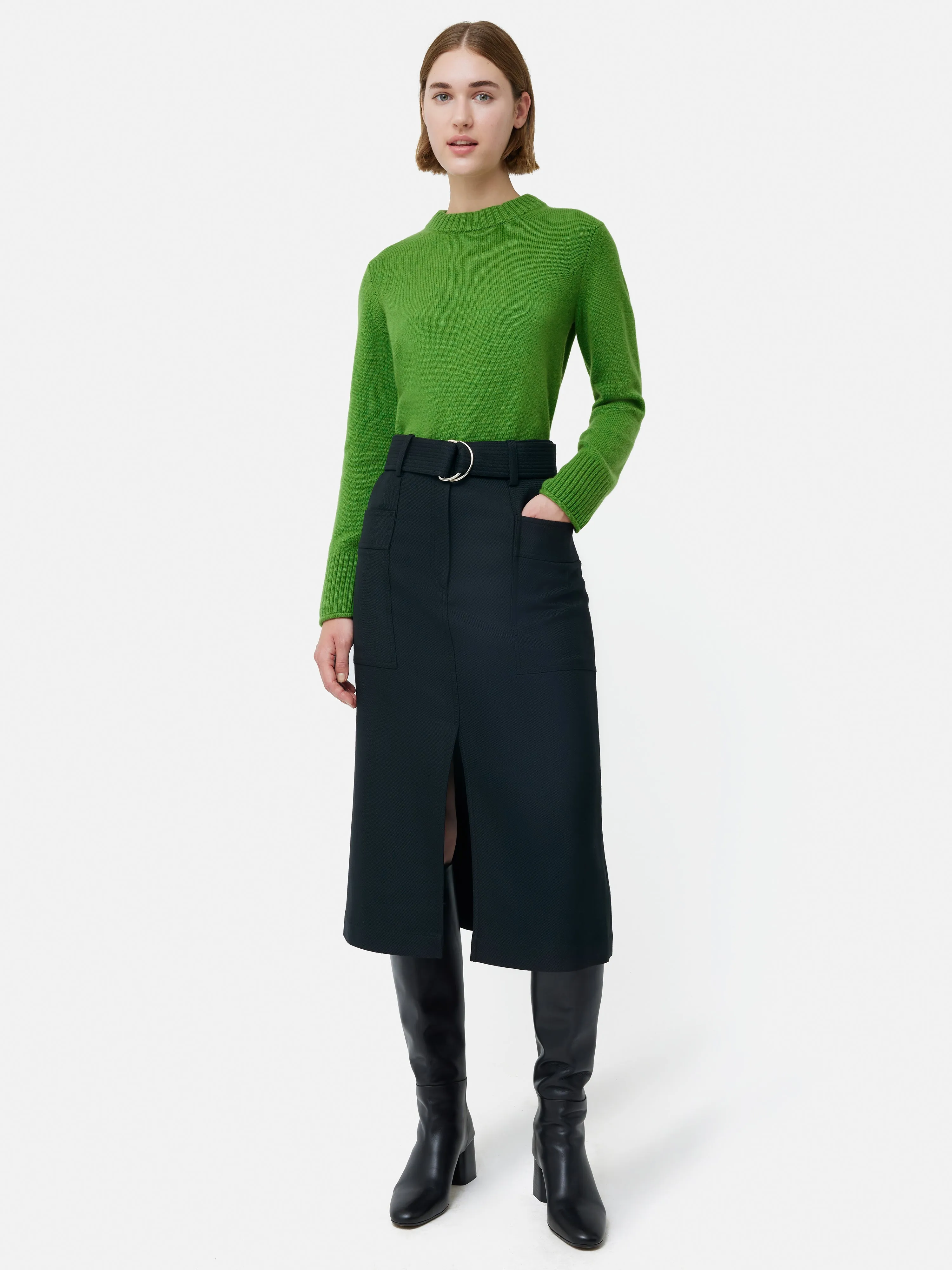 Compact Wool Cashmere Blend Jumper | Green