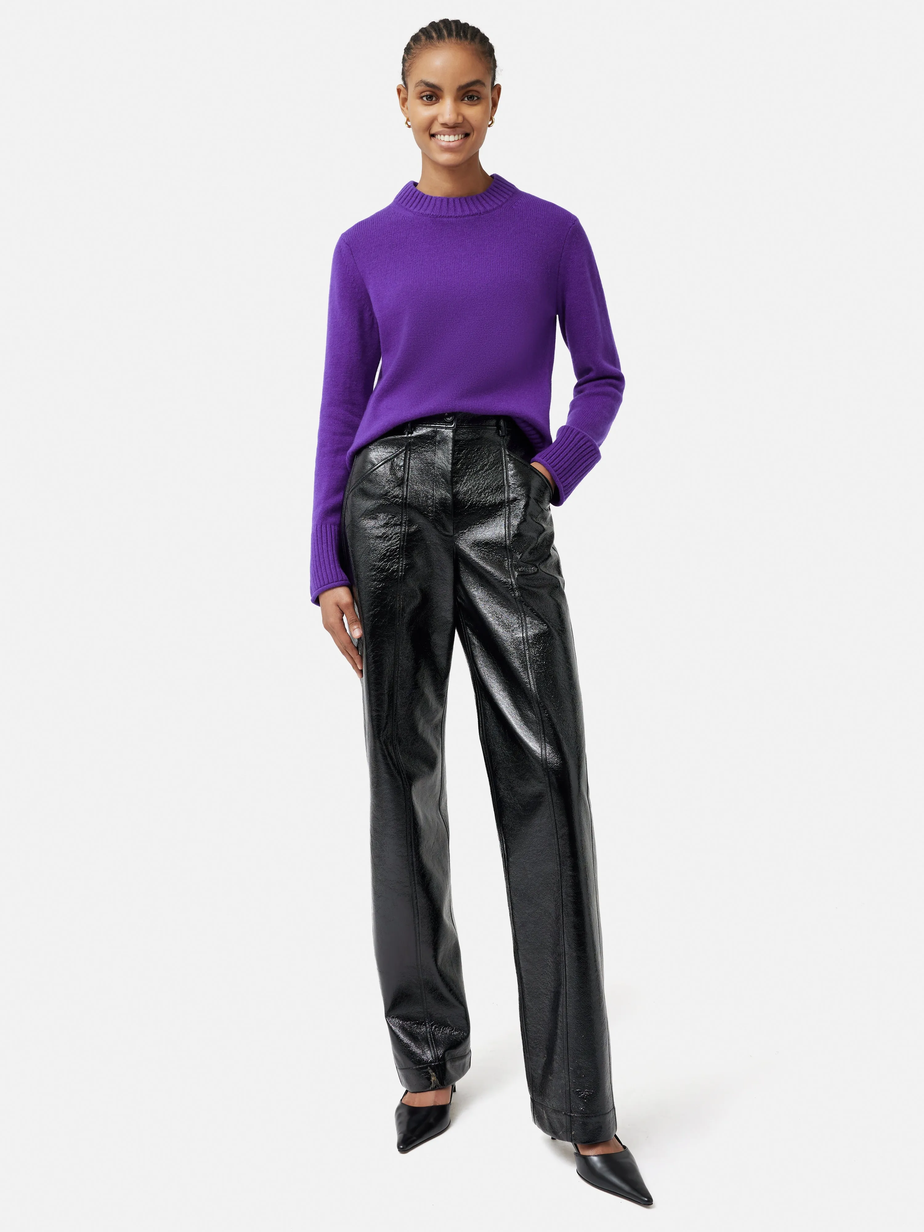 Compact Wool Cashmere Blend Jumper | Purple