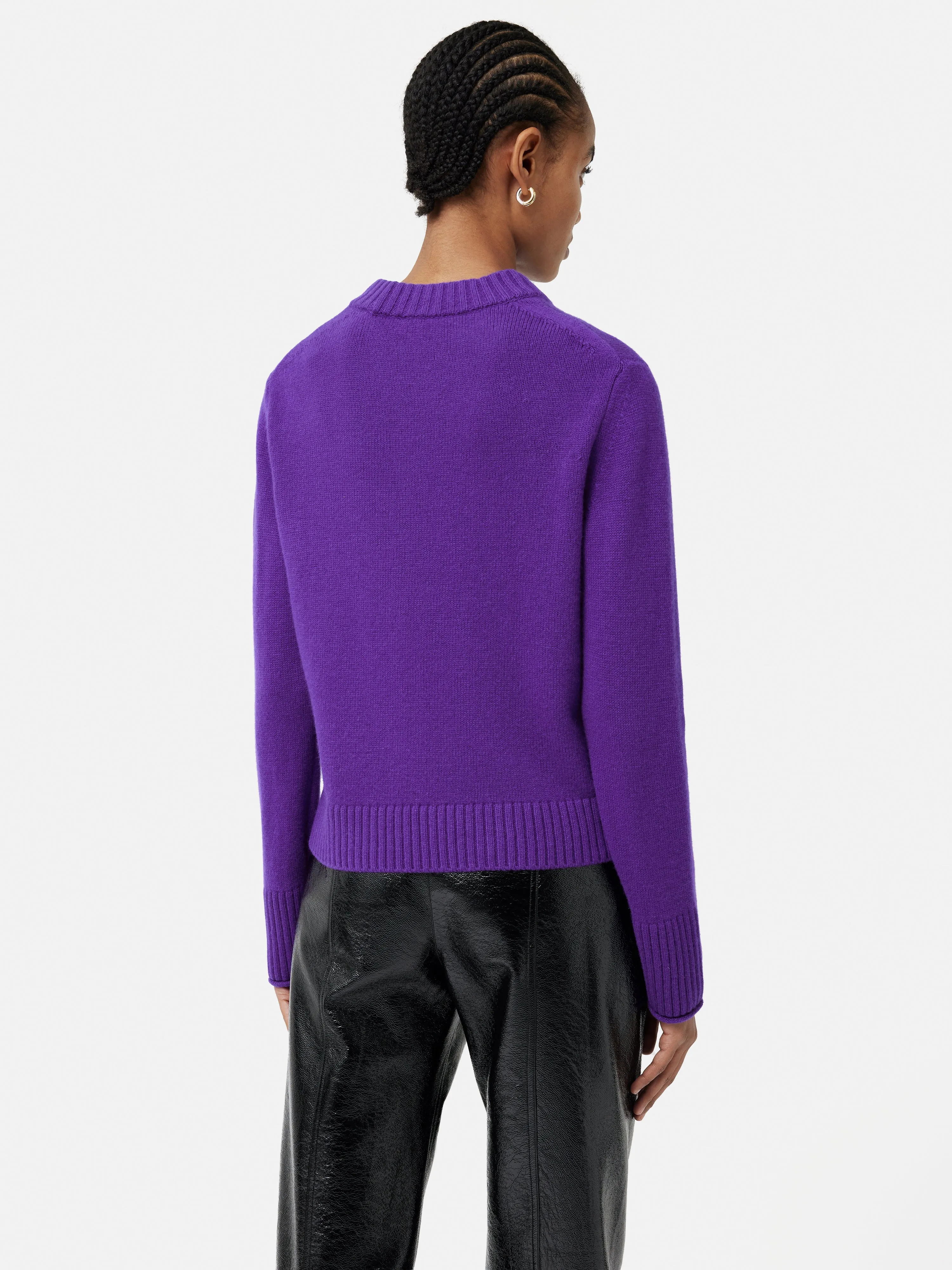 Compact Wool Cashmere Blend Jumper | Purple