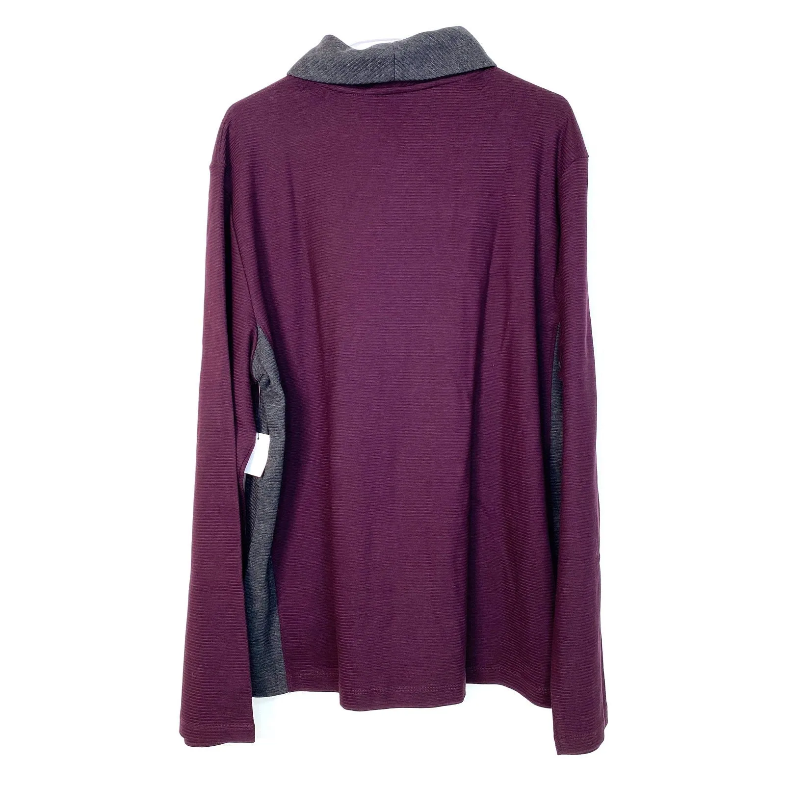 Cozy Calvin Klein Purple Gray Colorblock Cowl Neck Sweater XL NWT