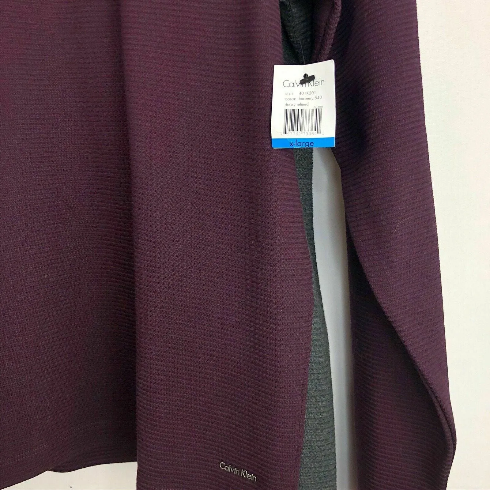 Cozy Calvin Klein Purple Gray Colorblock Cowl Neck Sweater XL NWT