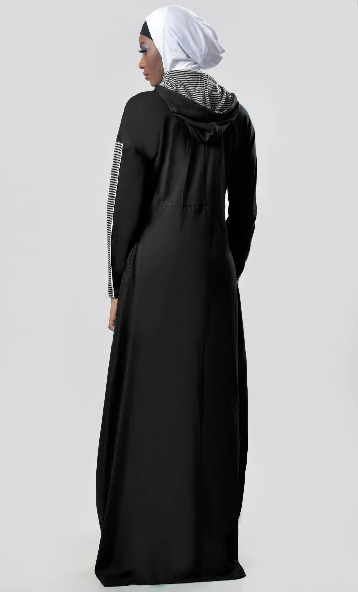 Everyday Black Jersey Sportswear Abaya Dress - Final Sale