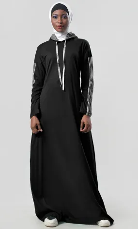 Everyday Black Jersey Sportswear Abaya Dress - Final Sale