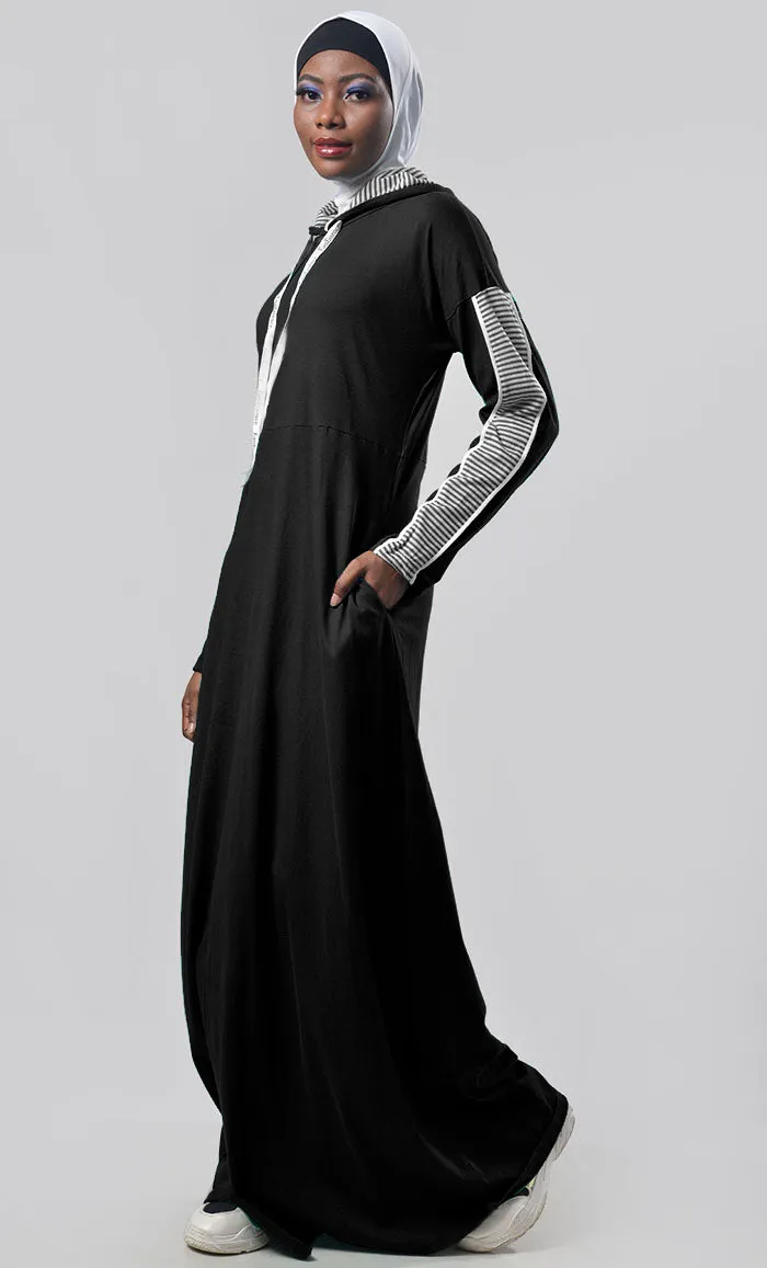 Everyday Black Jersey Sportswear Abaya Dress