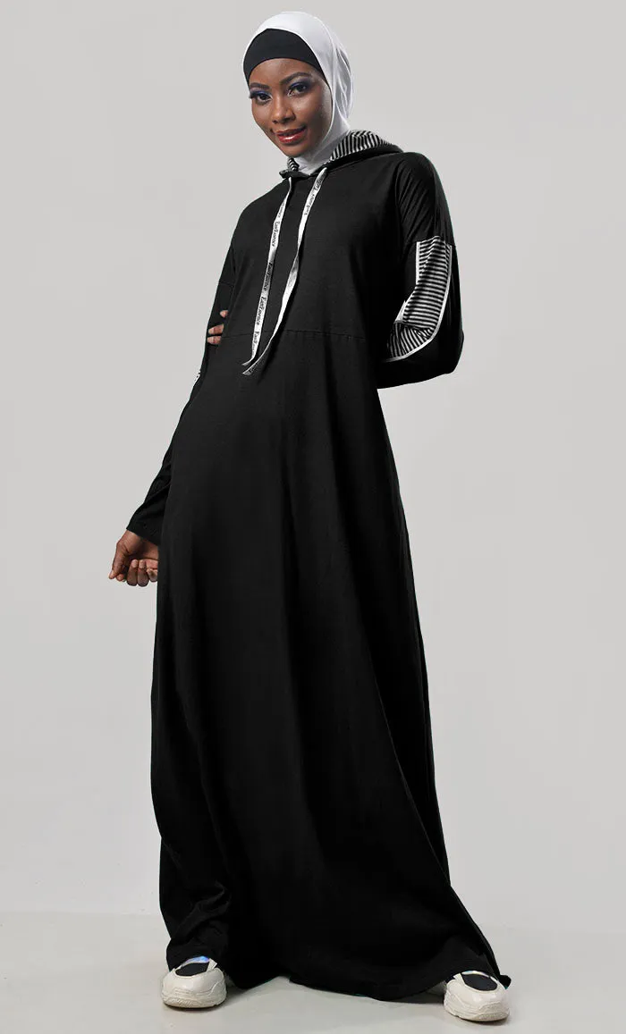 Everyday Black Jersey Sportswear Abaya Dress