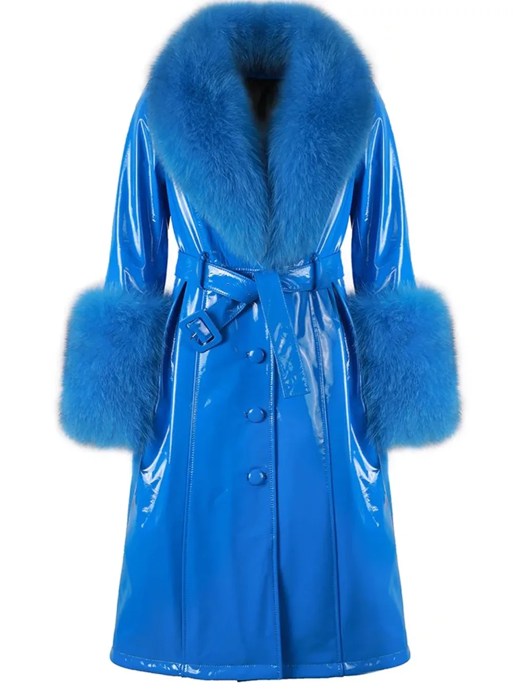 FRANKLIN Fur Foxy Patent Leather Coat