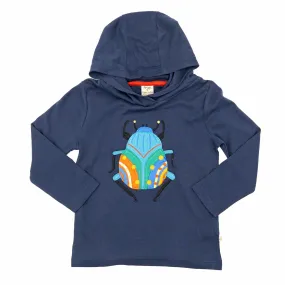 Frugi Boys Blue Cotton Jersey Hoodie Lightweight Long Sleeve Tops