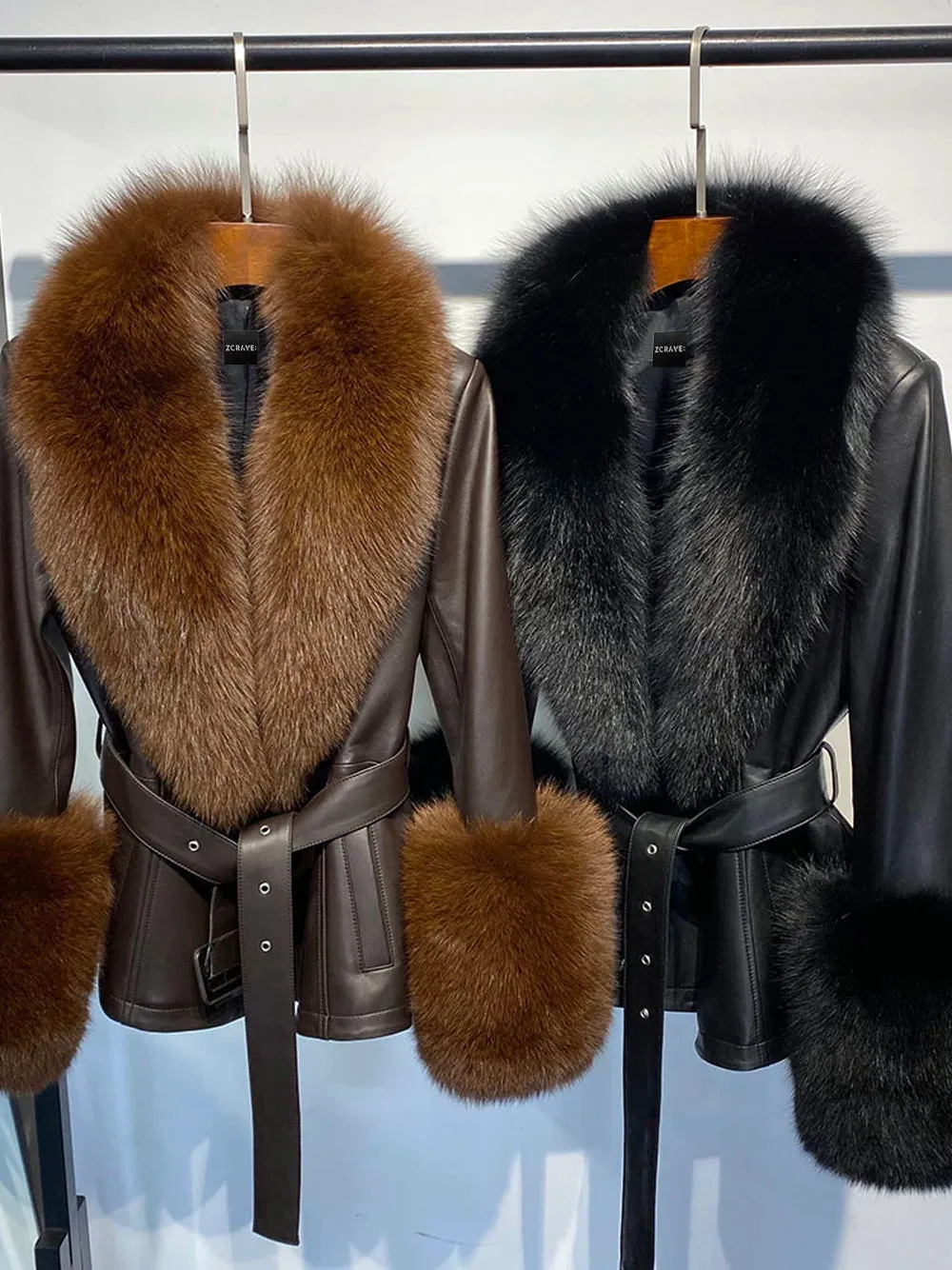 Fur Foxy Leather Short Coat