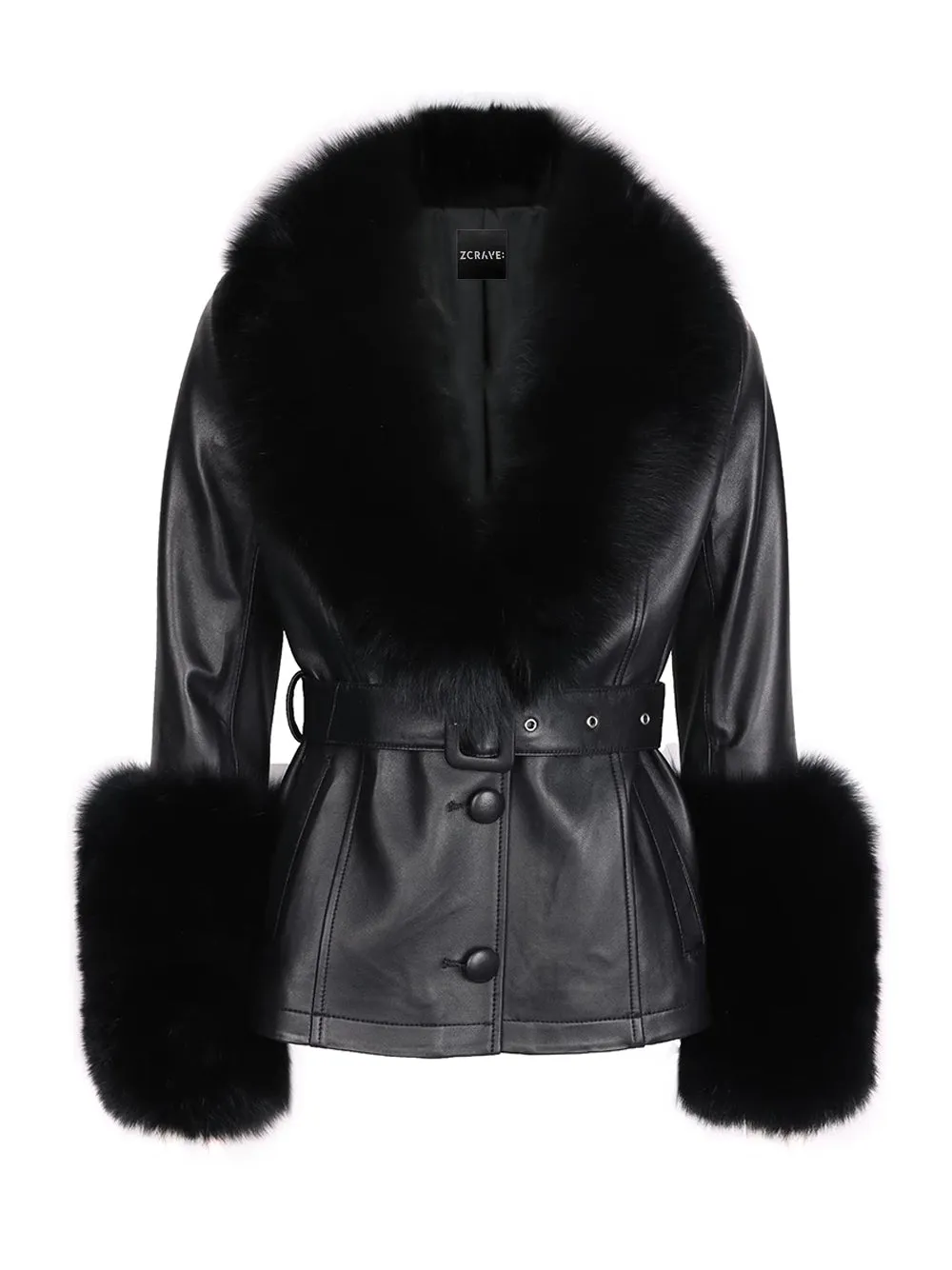 Fur Foxy Leather Short Coat