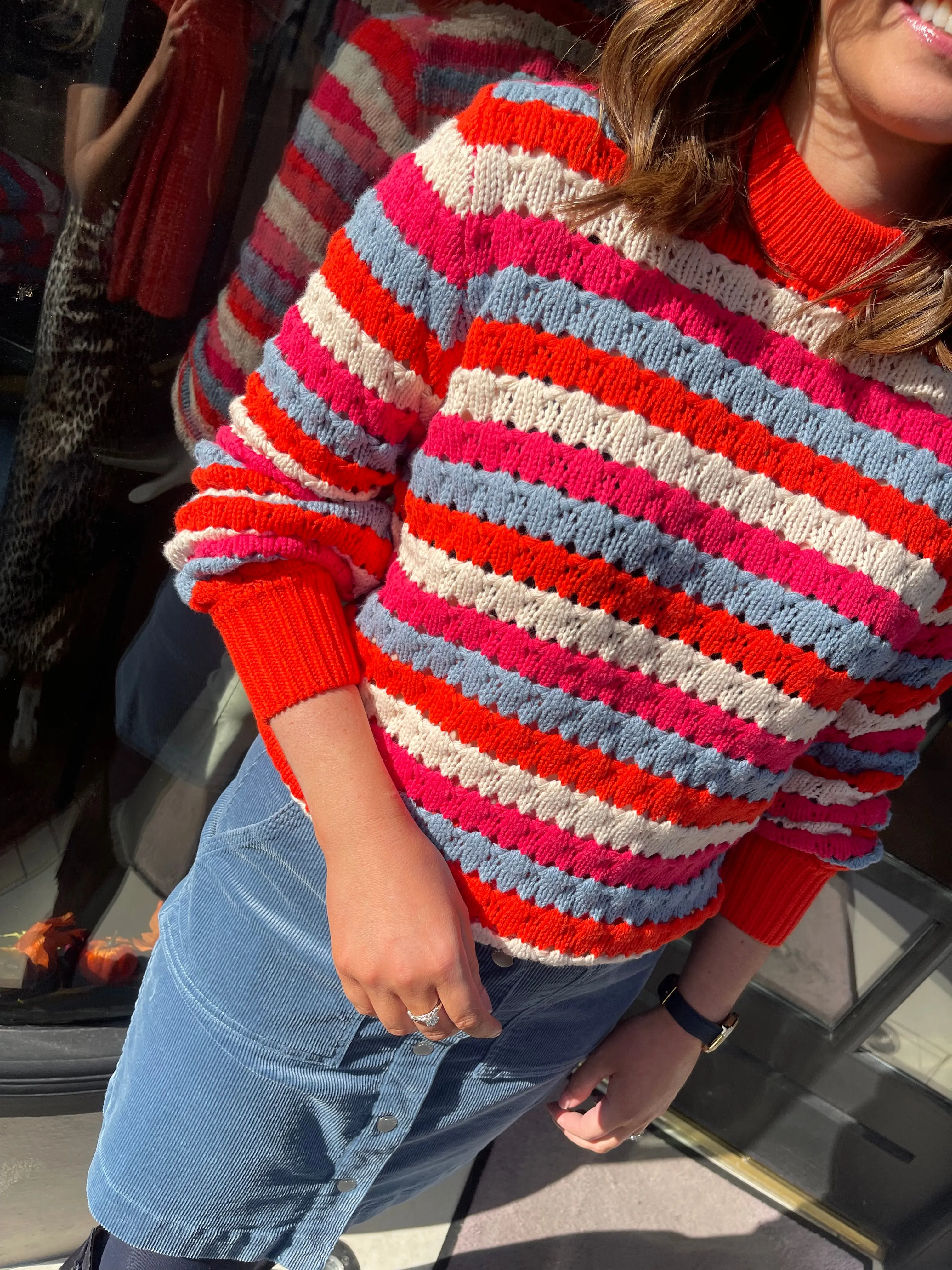 Garcia Scarlet Flame Striped Knit Sweater