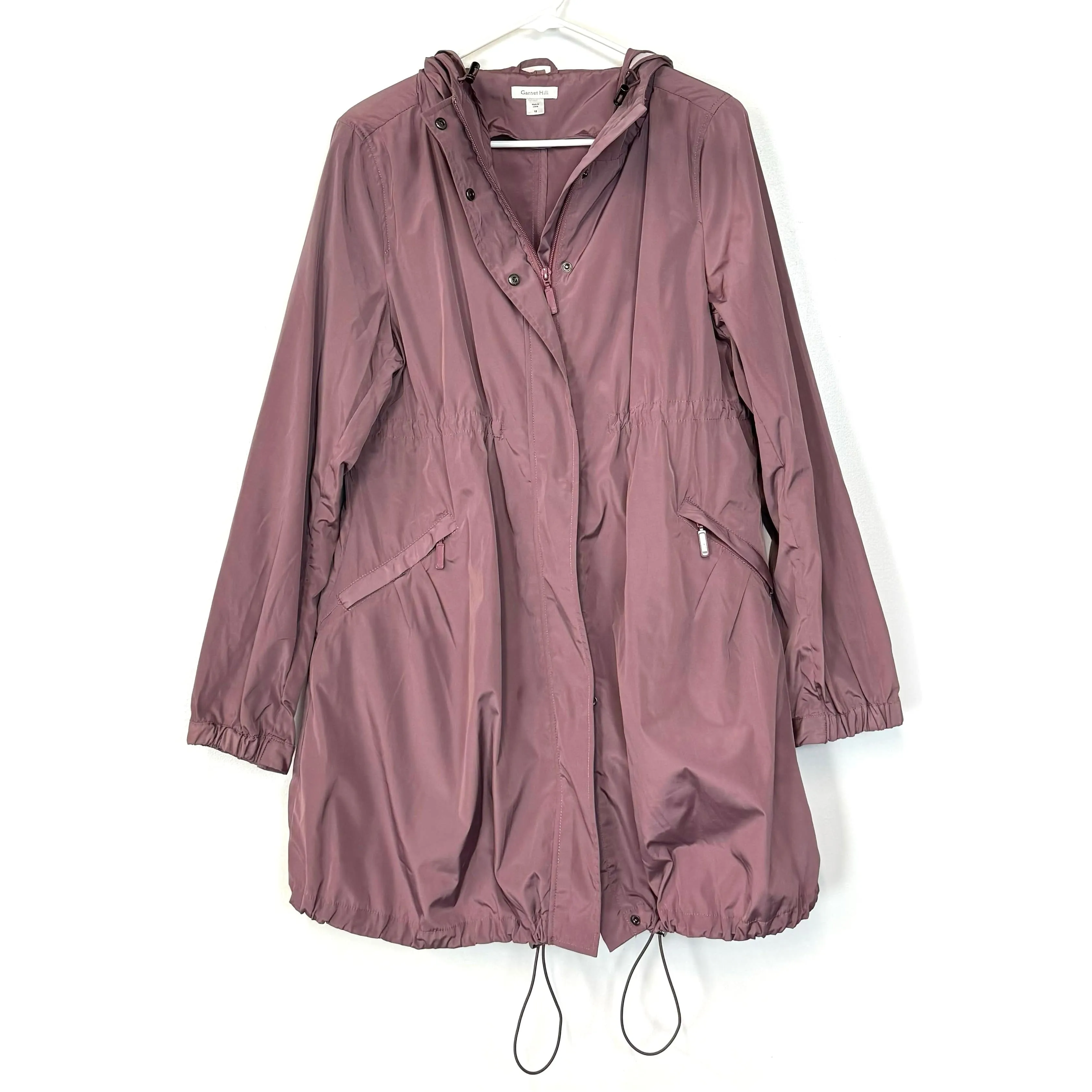 Garnet Hill | Hooded Dusty Rose Rain Resistant Jacket | Color: Mauve | Size 10