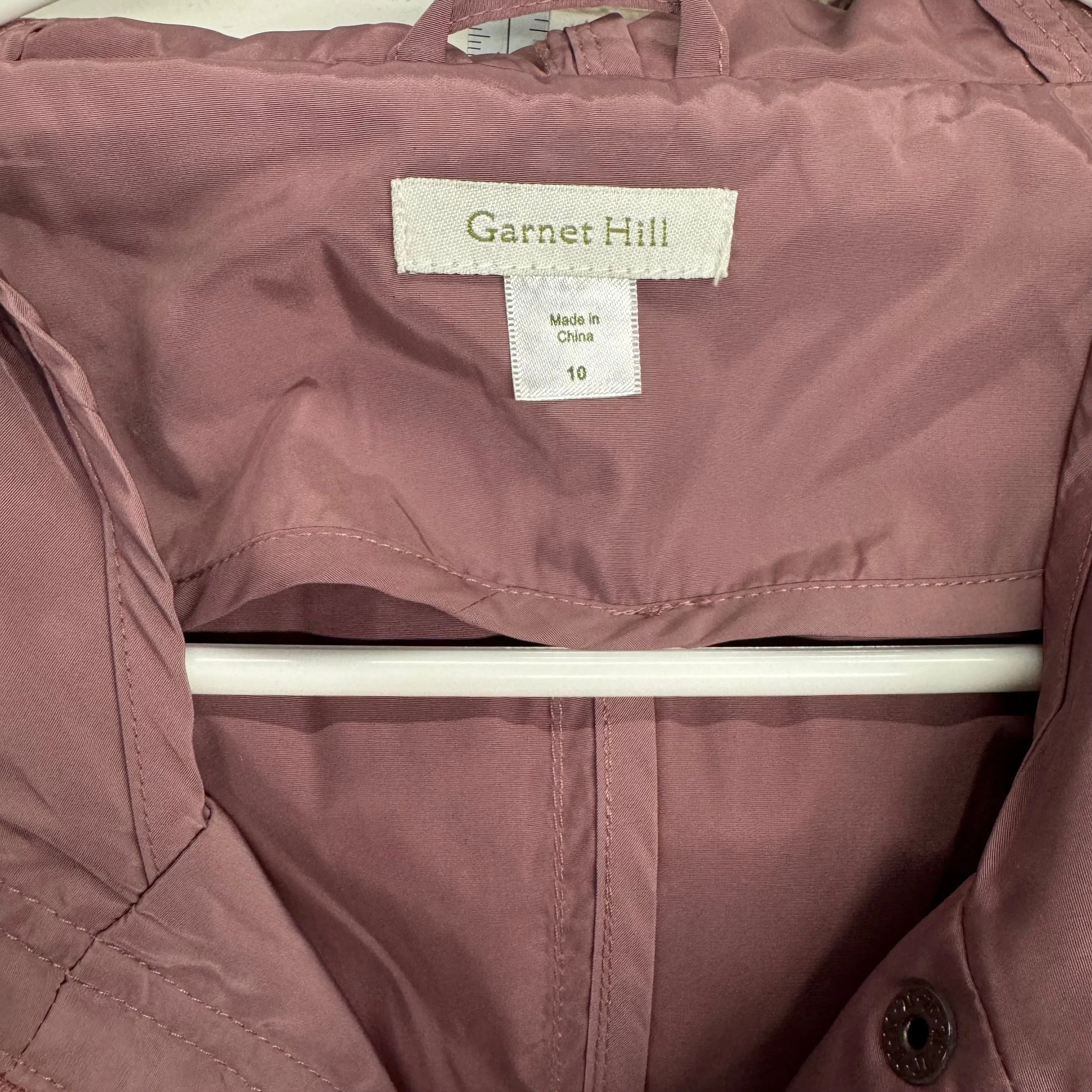 Garnet Hill | Hooded Dusty Rose Rain Resistant Jacket | Color: Mauve | Size 10