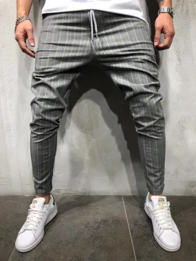 Gray Yellow Striped Casual Jogger Pant A213 Streetwear Casual Jogger Pants