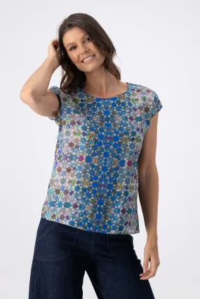 Kaleidoscope Tee Blue in Seersucker