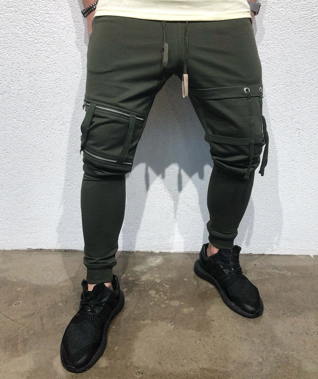 Khaki Ribbons Jogger Pant B124 Streetwear Jogger Pants