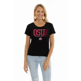 Ladies Ohio State Buckeyes Title IX Scoop Neck Black T-Shirt