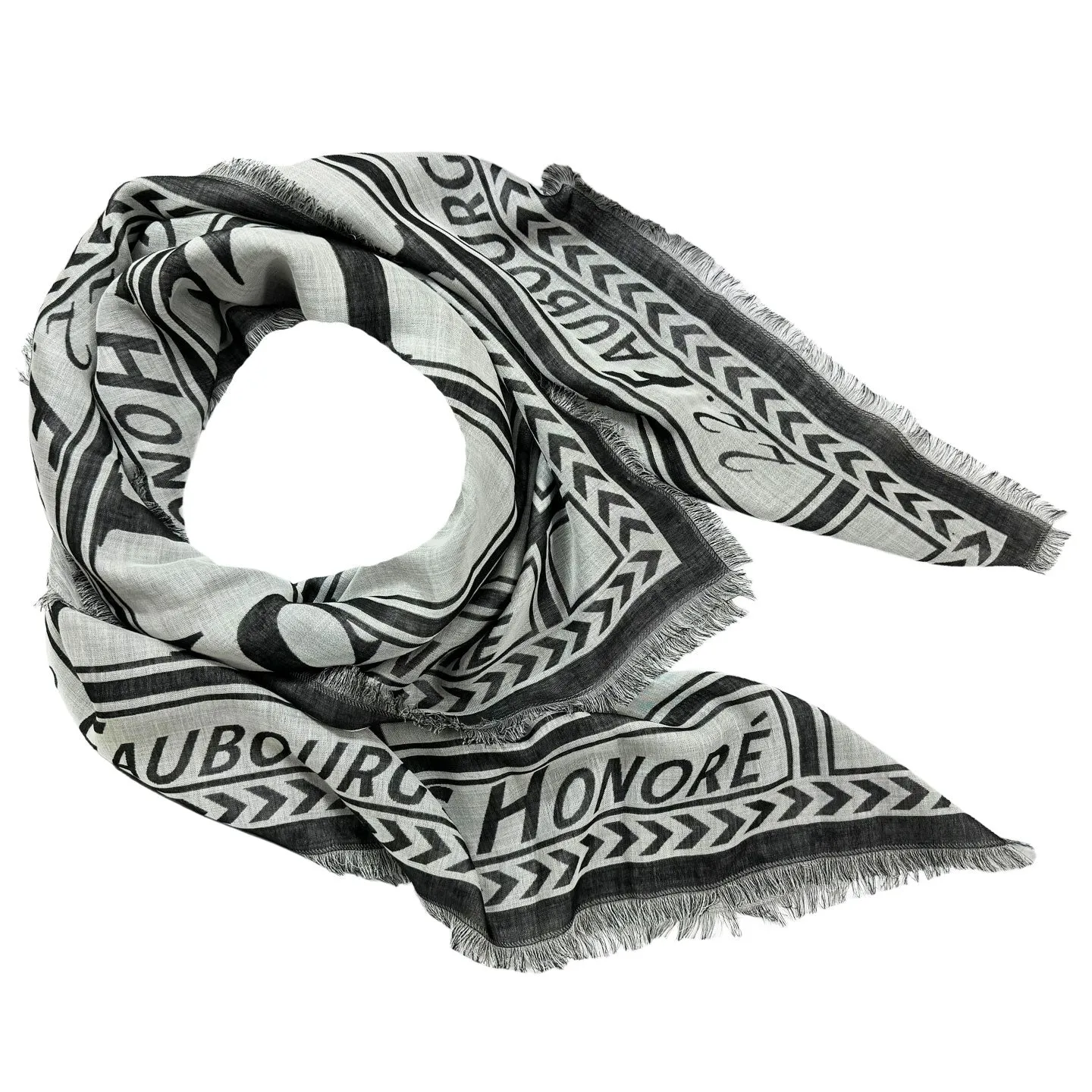 Lanvin Scarf Gray Signature Design - Extra Large 55 Inch Square Wool Silk Wrap