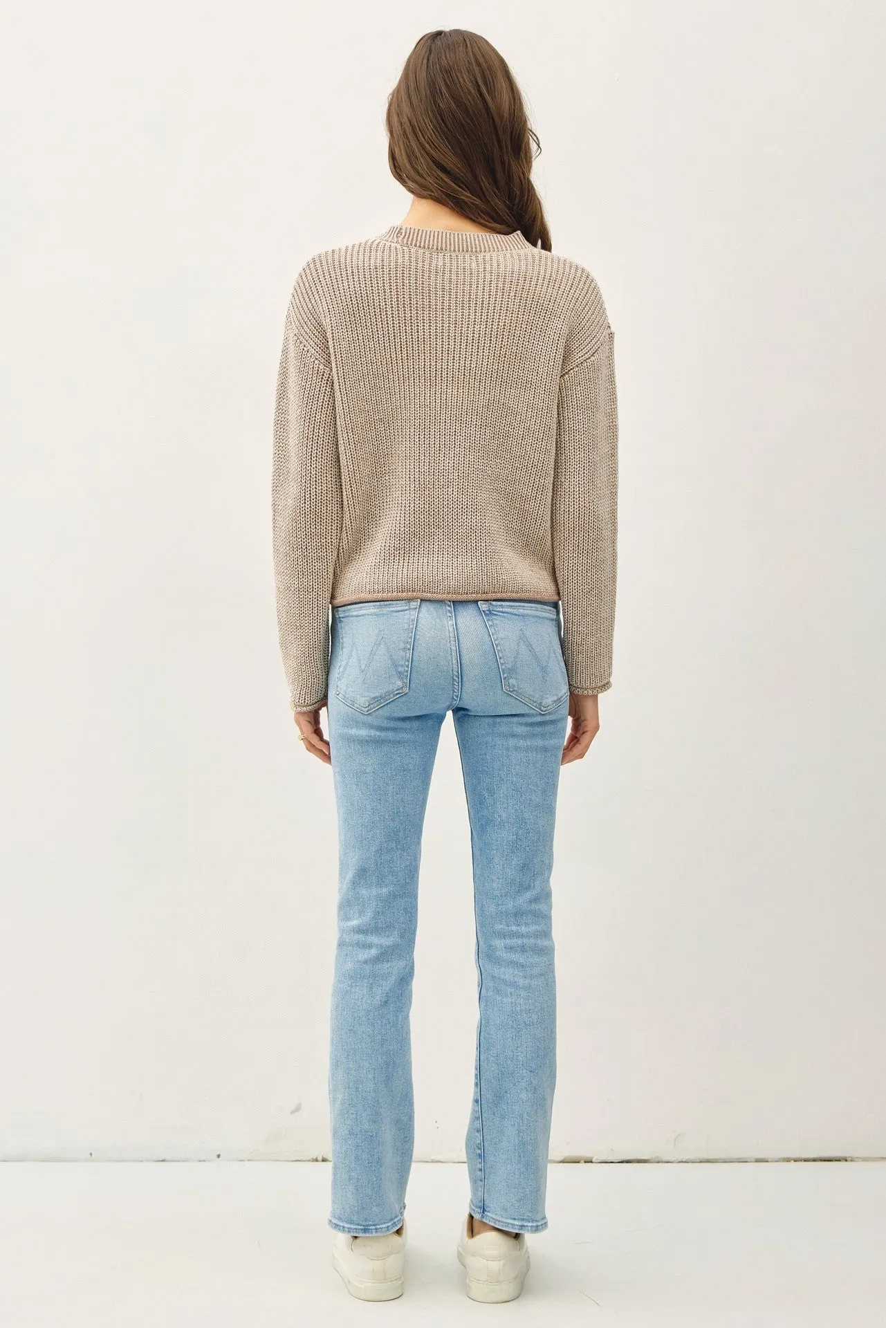 Lila Chunky Knit Acid Wash Sweater With Raw Seam