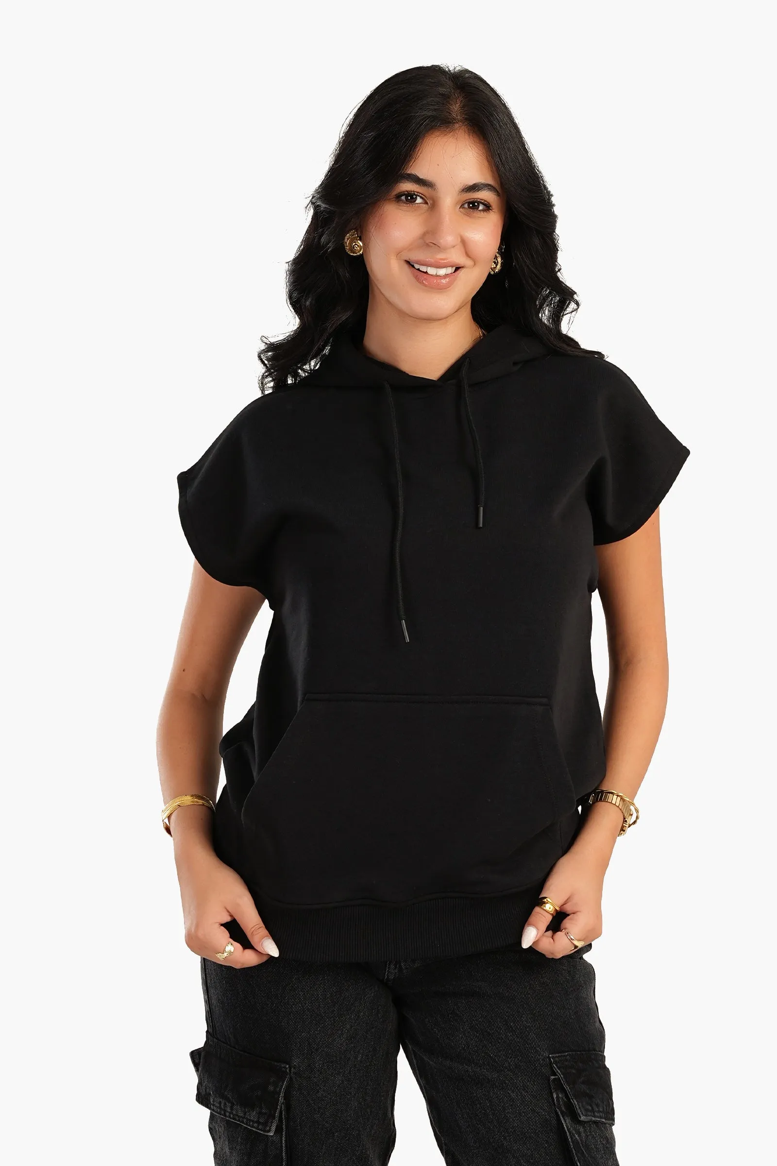 Lounge Hoodie with Cap Sleeves