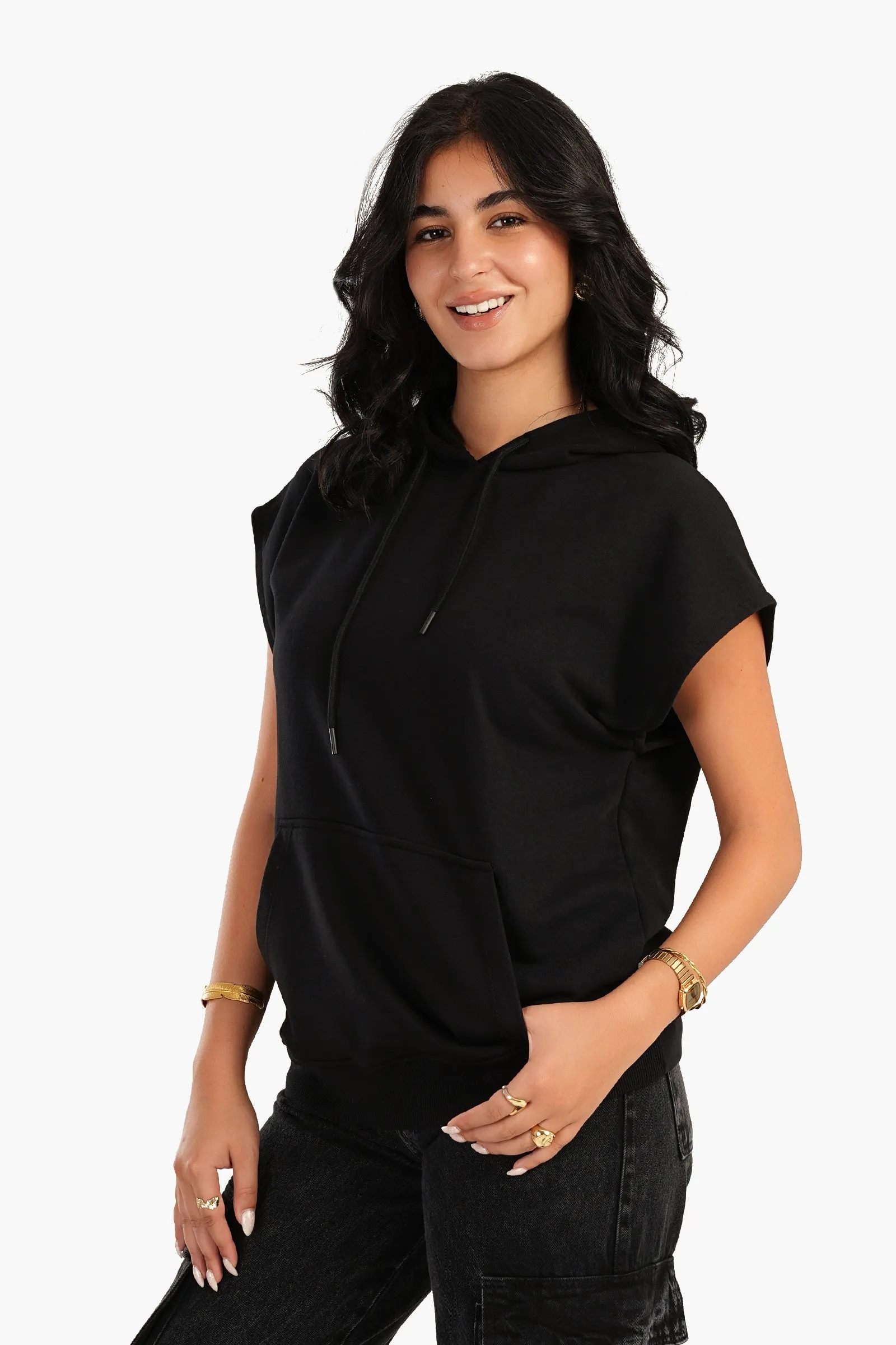 Lounge Hoodie with Cap Sleeves