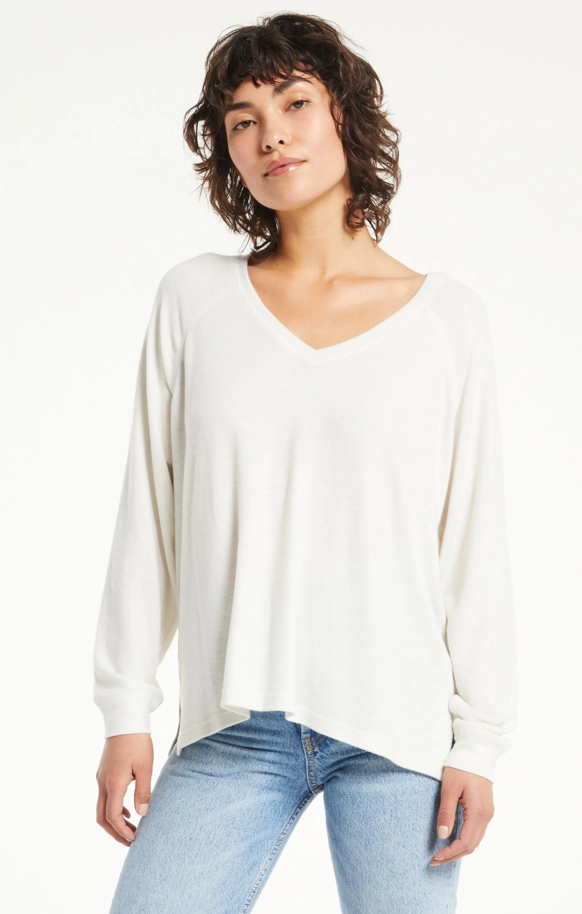 Lyndell Brushed Slub Knit Sweater Top | Charcoal, Sandstone, Dusty Olive