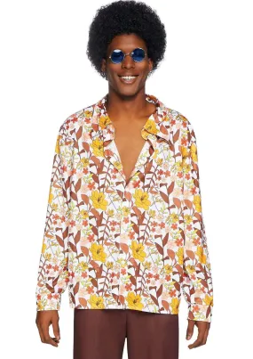 Men's 1970s Floral Disco Costume Shirt