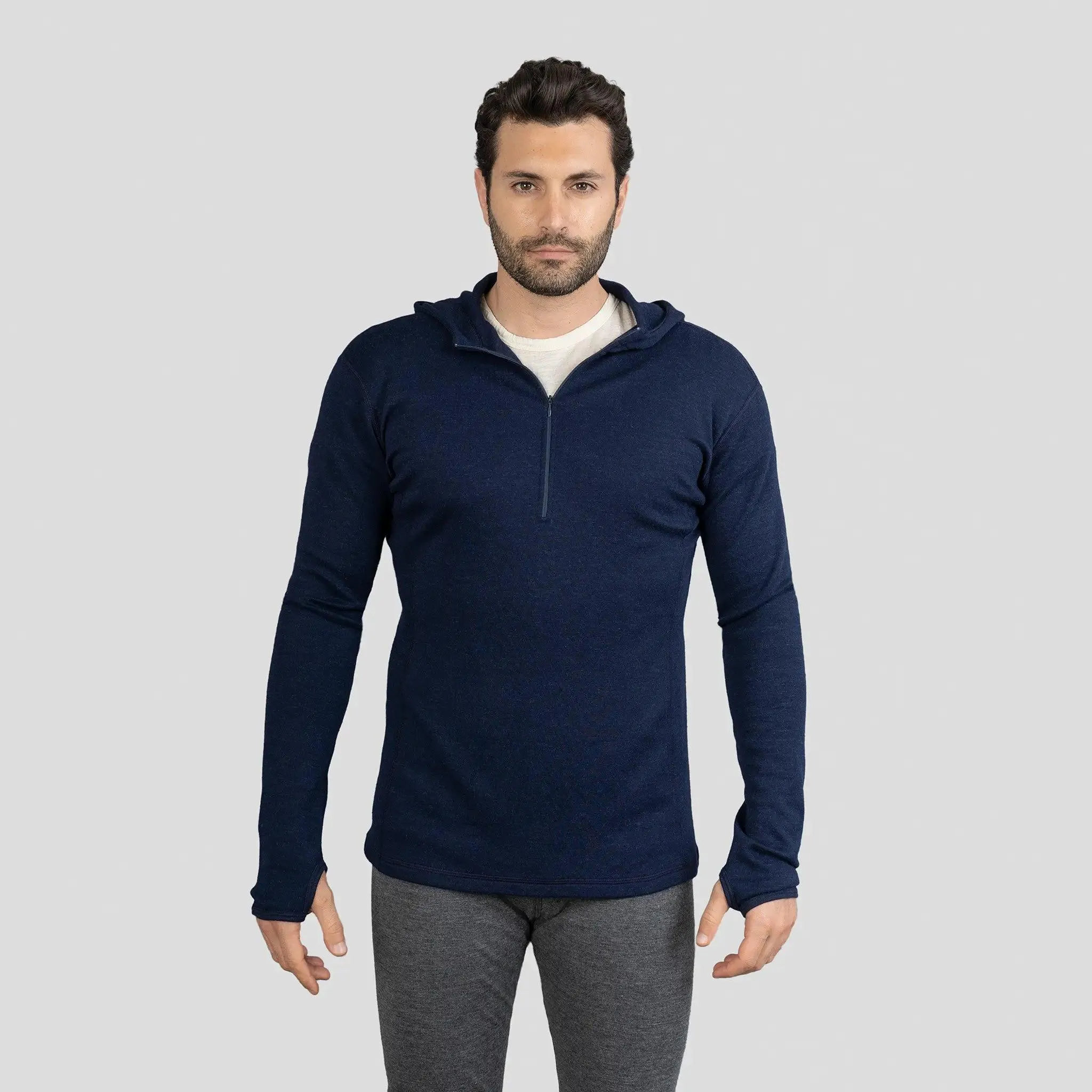 Men's Alpaca Wool Hoodie: 300 Lightweight Half-Zip