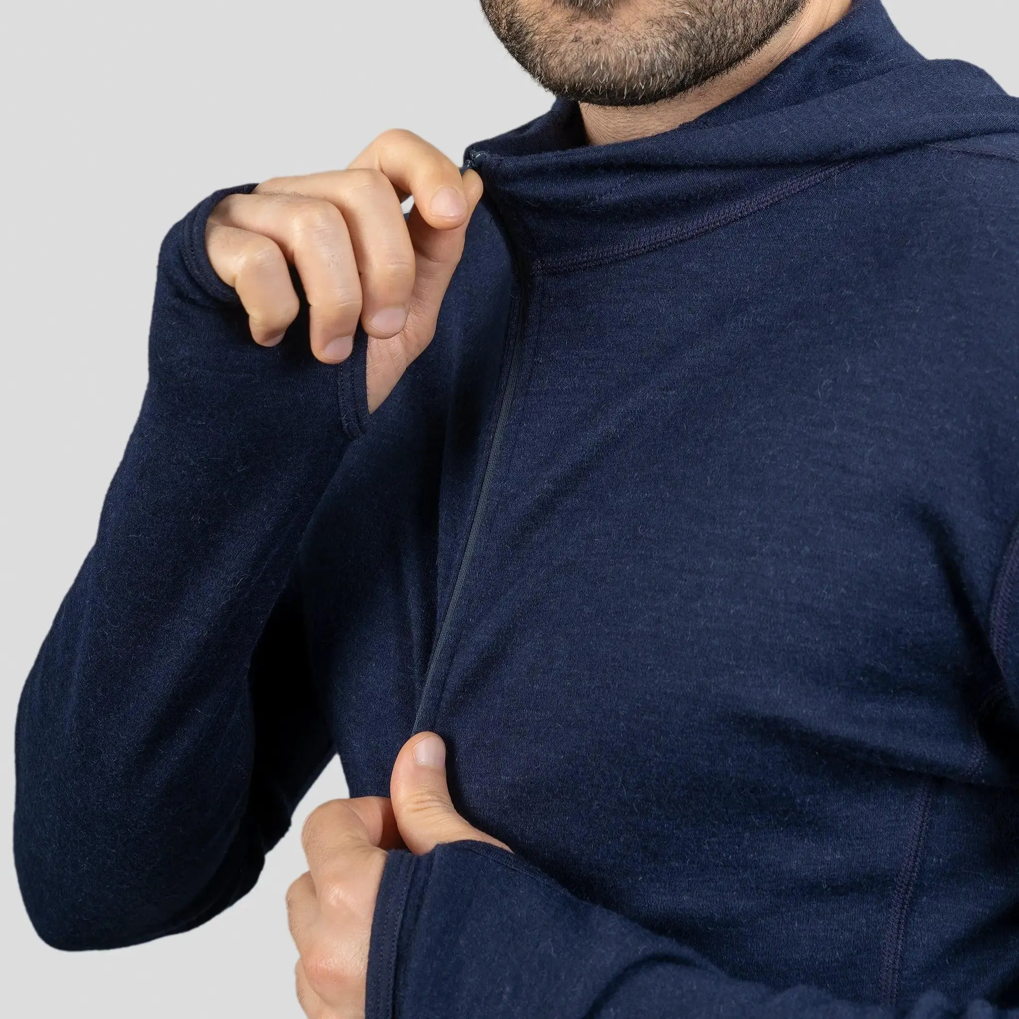 Men's Alpaca Wool Hoodie: 300 Lightweight Half-Zip