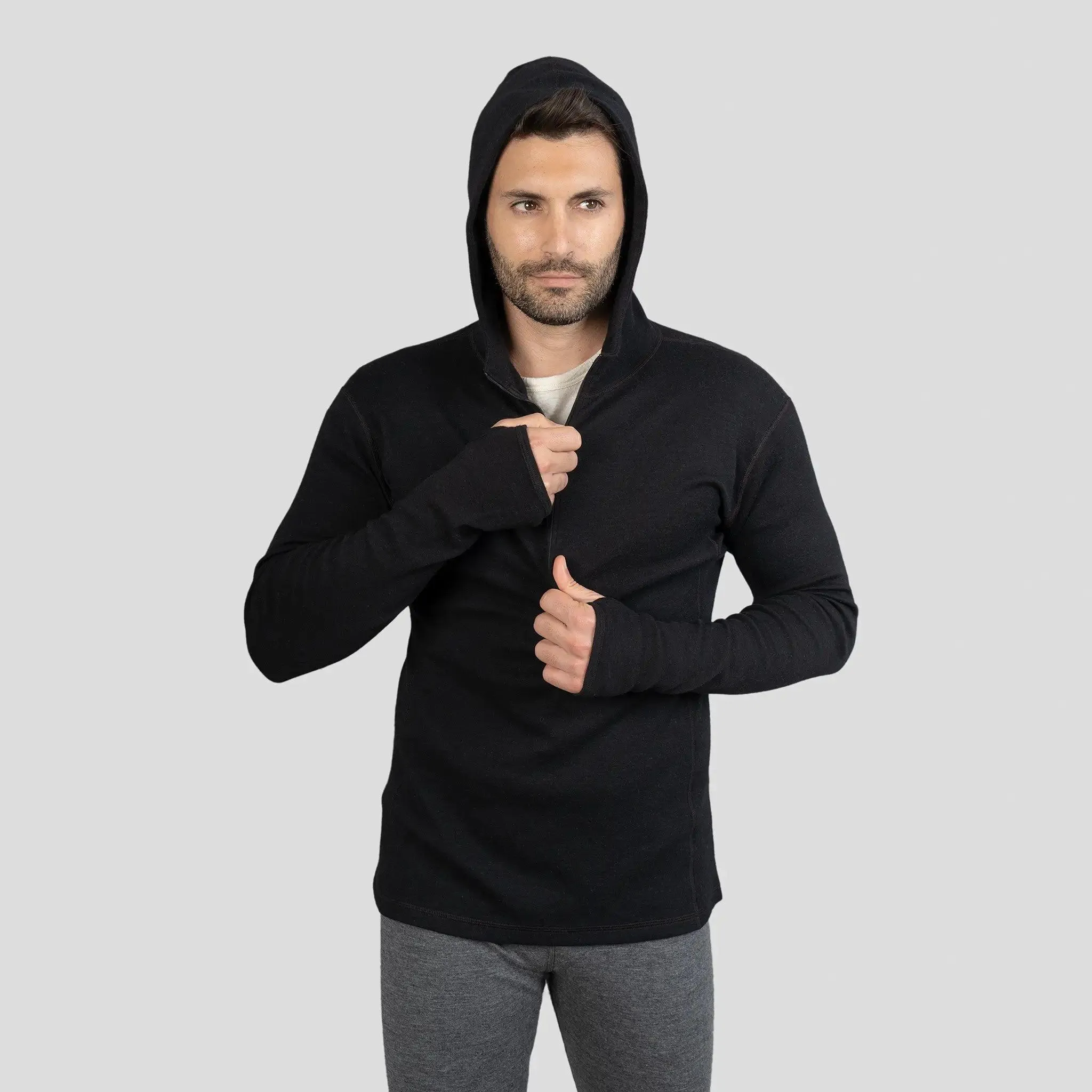 Men's Alpaca Wool Hoodie: 300 Lightweight Half-Zip