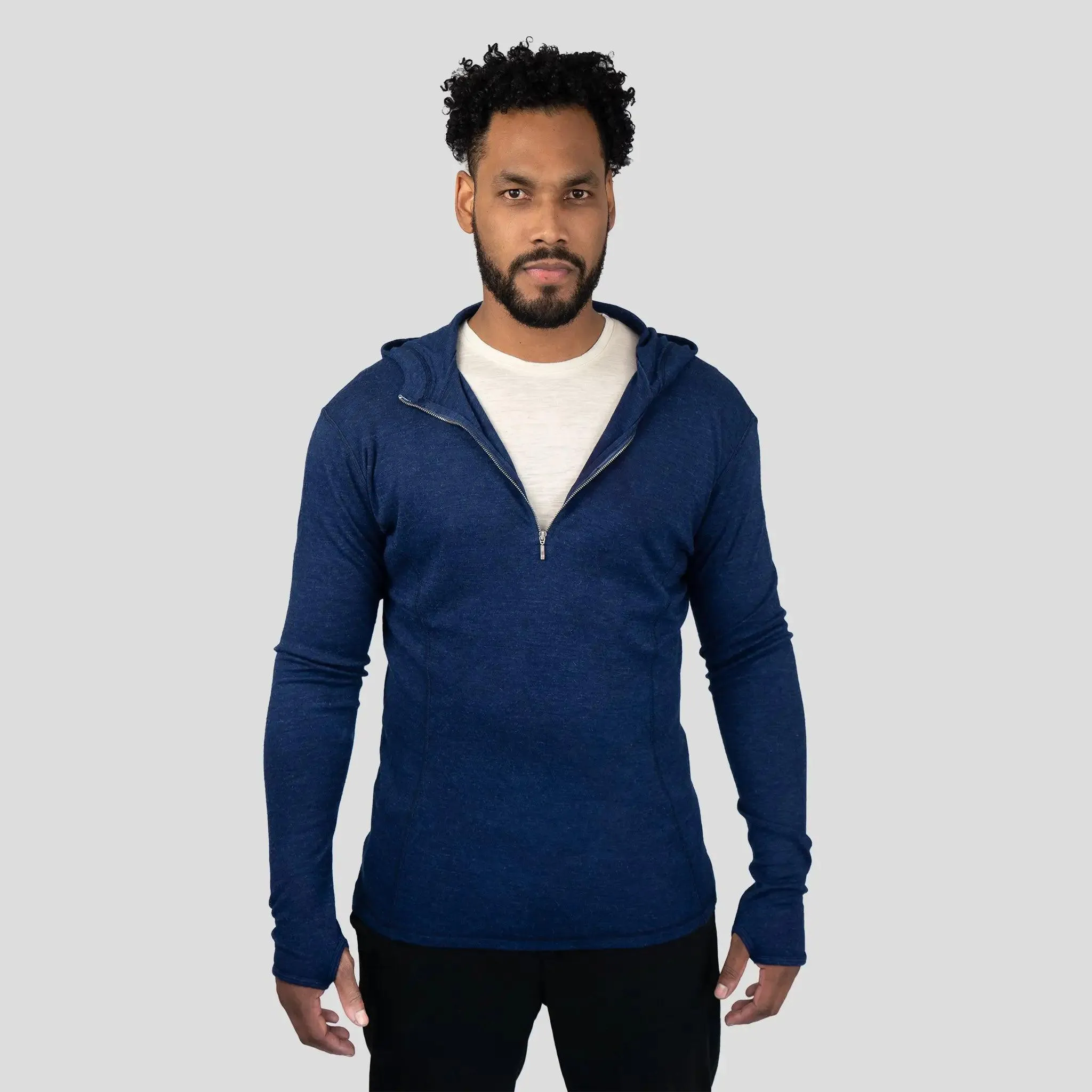 Men's Alpaca Wool Hoodie: 300 Lightweight Half-Zip