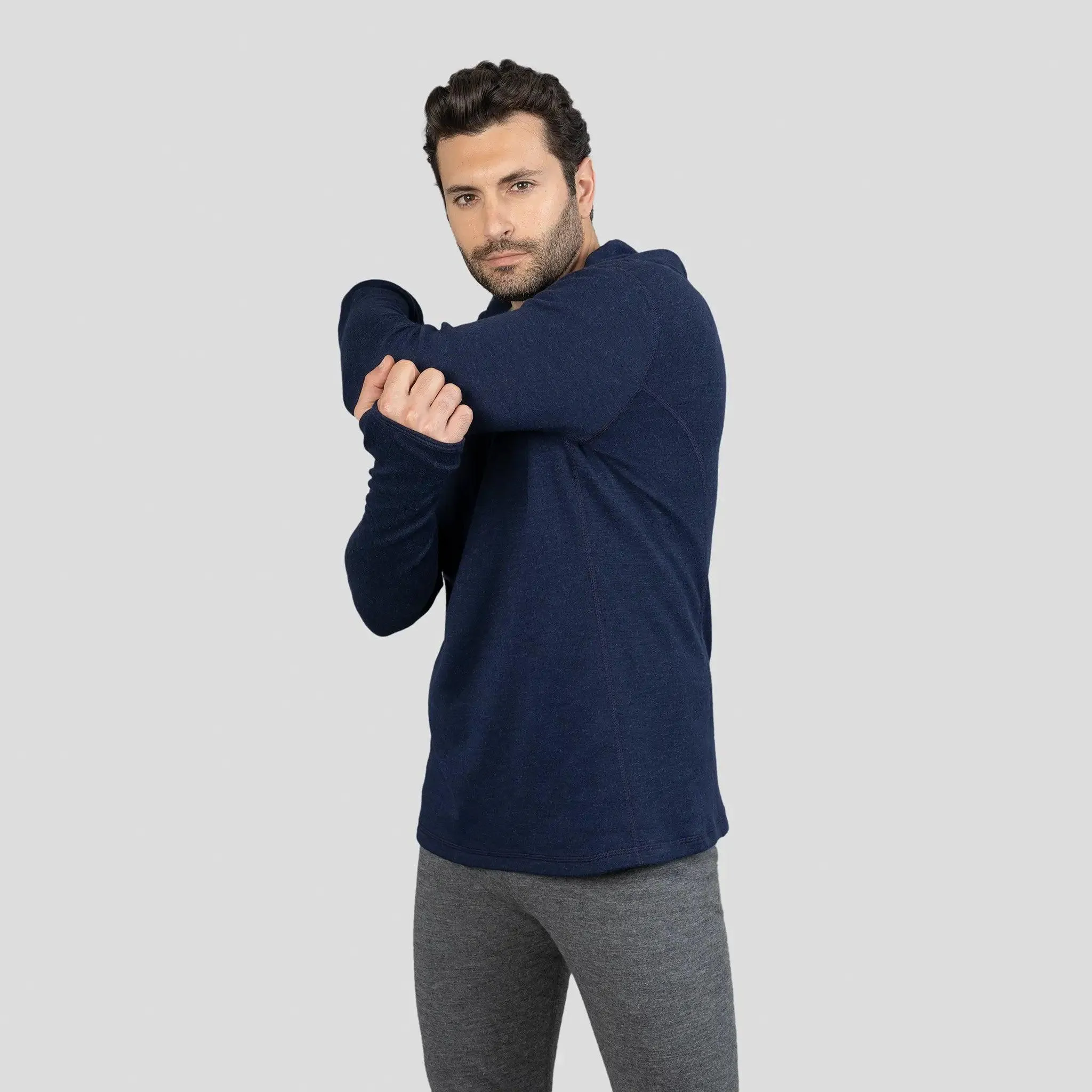 Men's Alpaca Wool Hoodie: 300 Lightweight Half-Zip