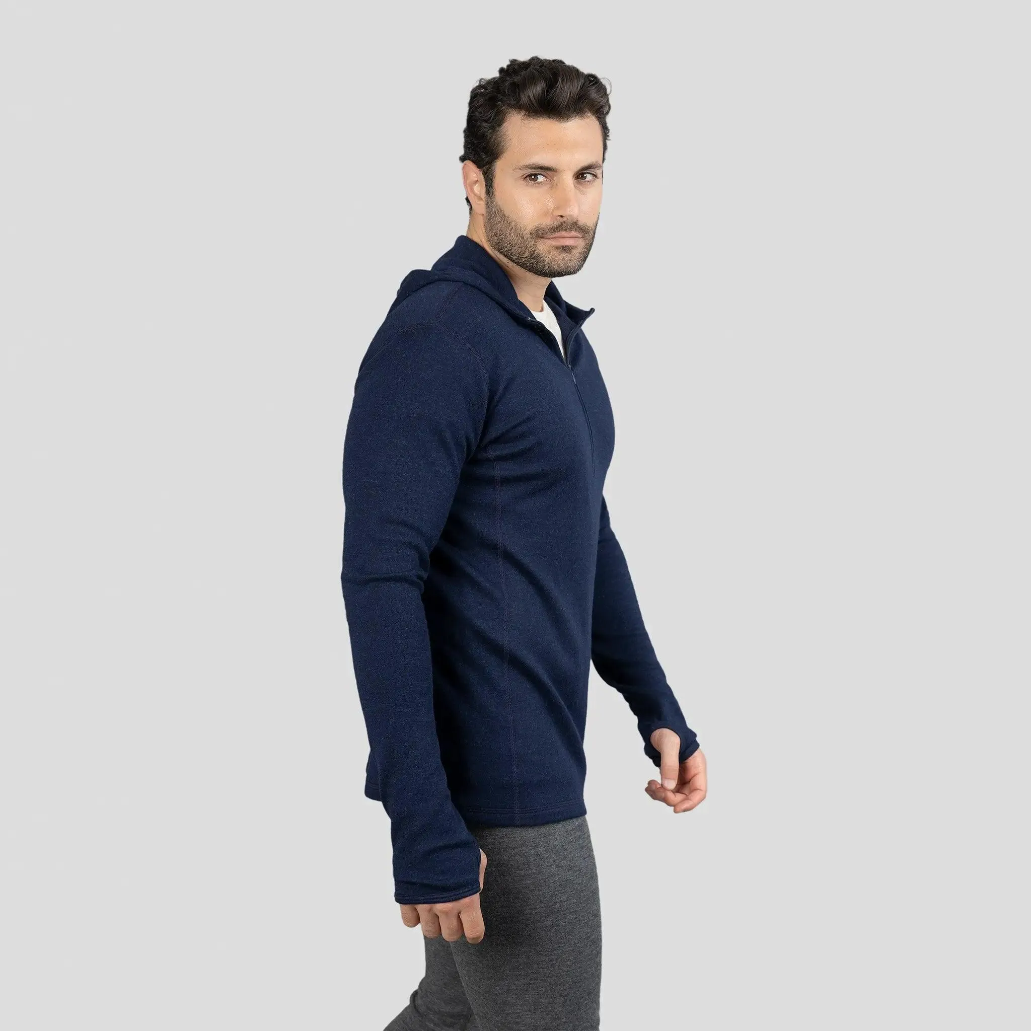 Men's Alpaca Wool Hoodie: 300 Lightweight Half-Zip