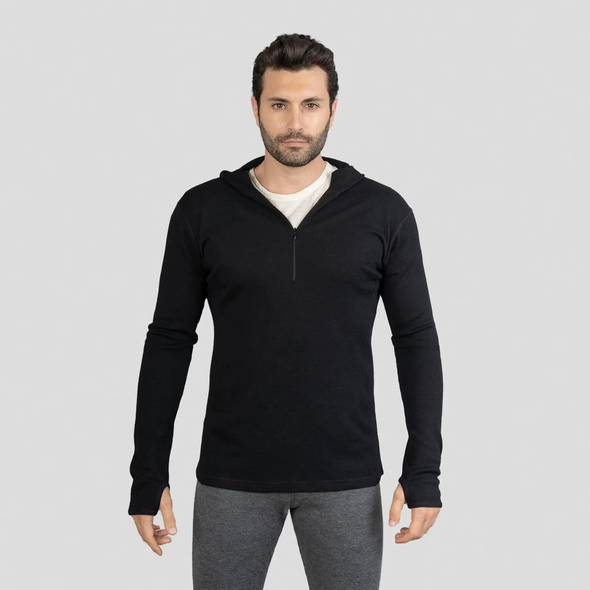 Men's Alpaca Wool Hoodie: 300 Lightweight Half-Zip