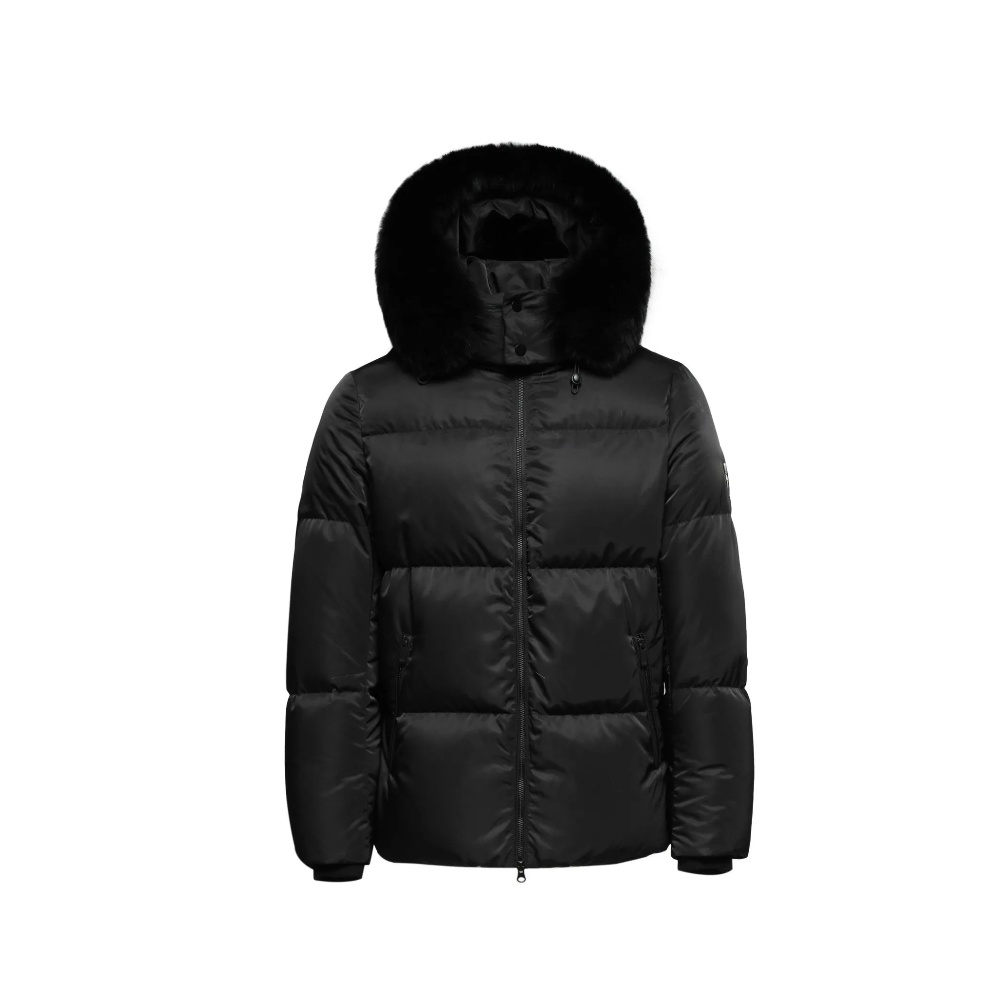 Men's Arctic Emperor Winter Coat in Black - (Black Fox Trim)