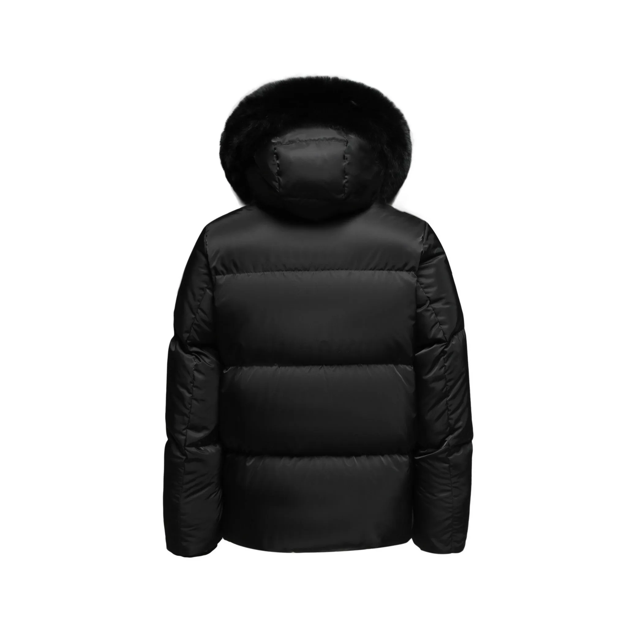 Men's Arctic Emperor Winter Coat in Black - (Black Fox Trim)