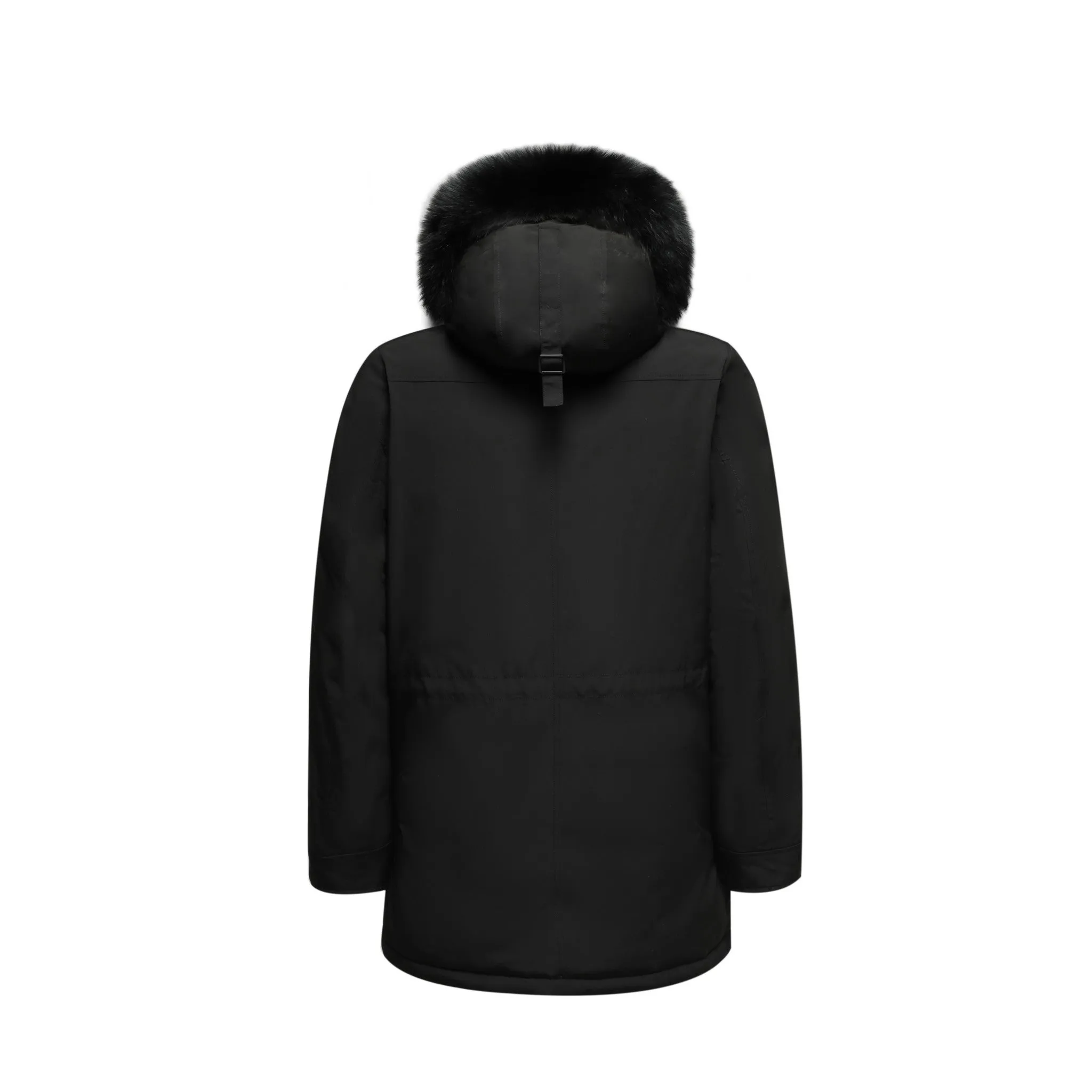 Men's Arctic Grade Down Parka Jacket in Black (Black Fox Hood Trim)