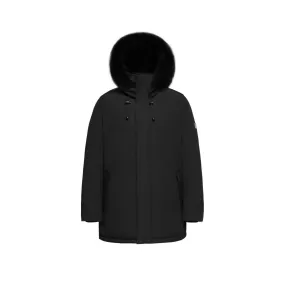 Men's Arctic Grade Down Parka Jacket in Black (Black Fox Hood Trim)