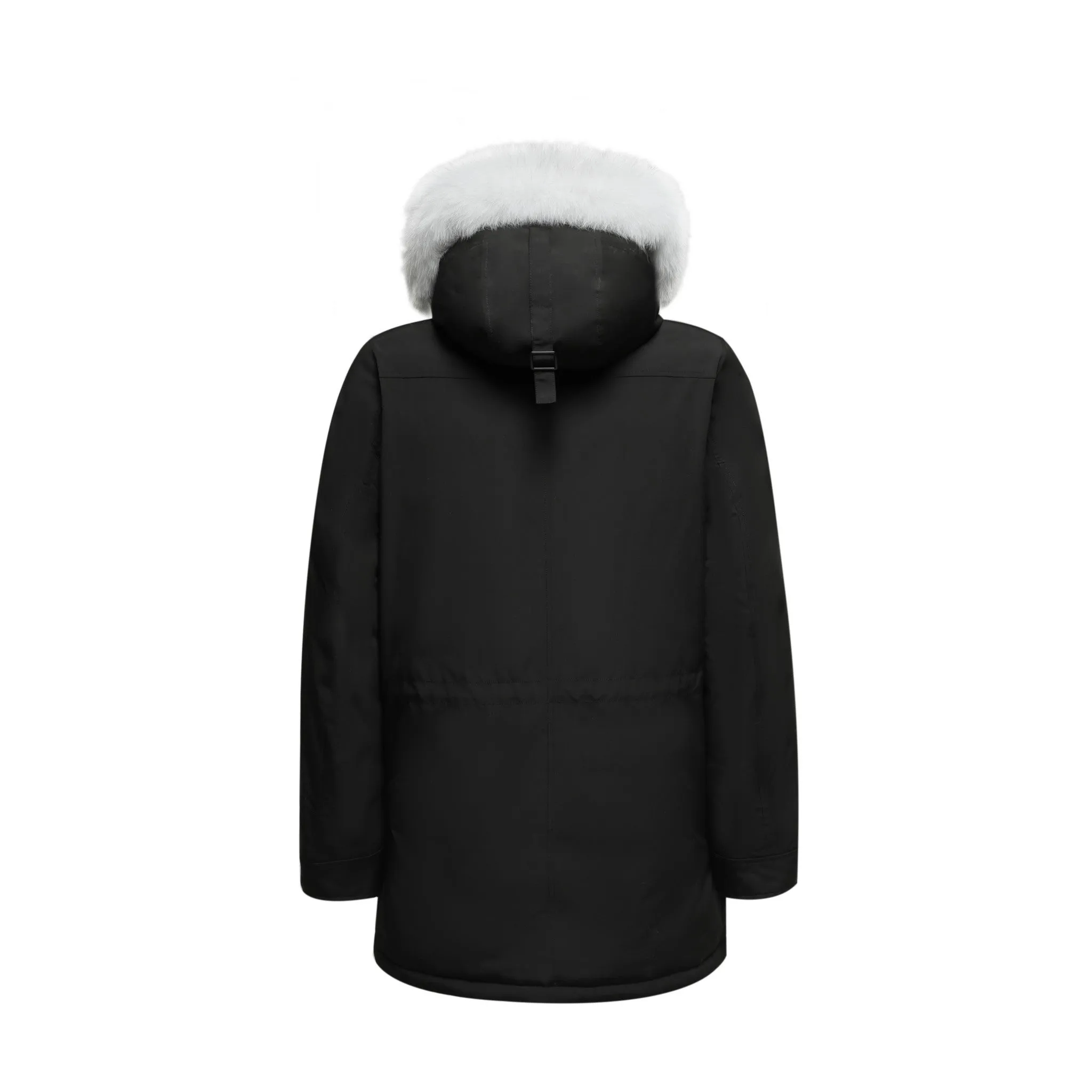 Men's Arctic Grade Down Parka Jacket in Black (White Fox Hood Trim)