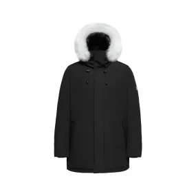 Men's Arctic Grade Down Parka Jacket in Black (White Fox Hood Trim)