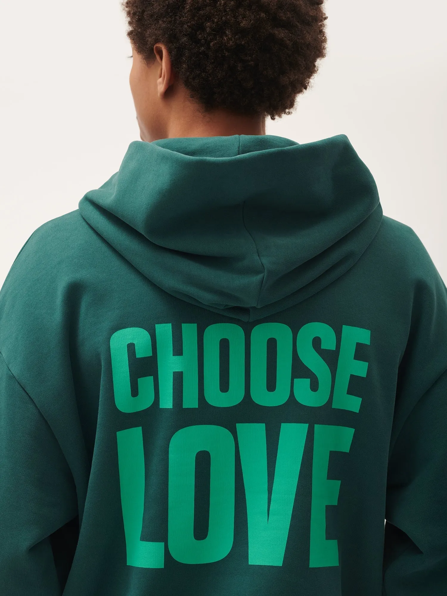 Mens Choose Love Heavyweight Hoodie—foliage green