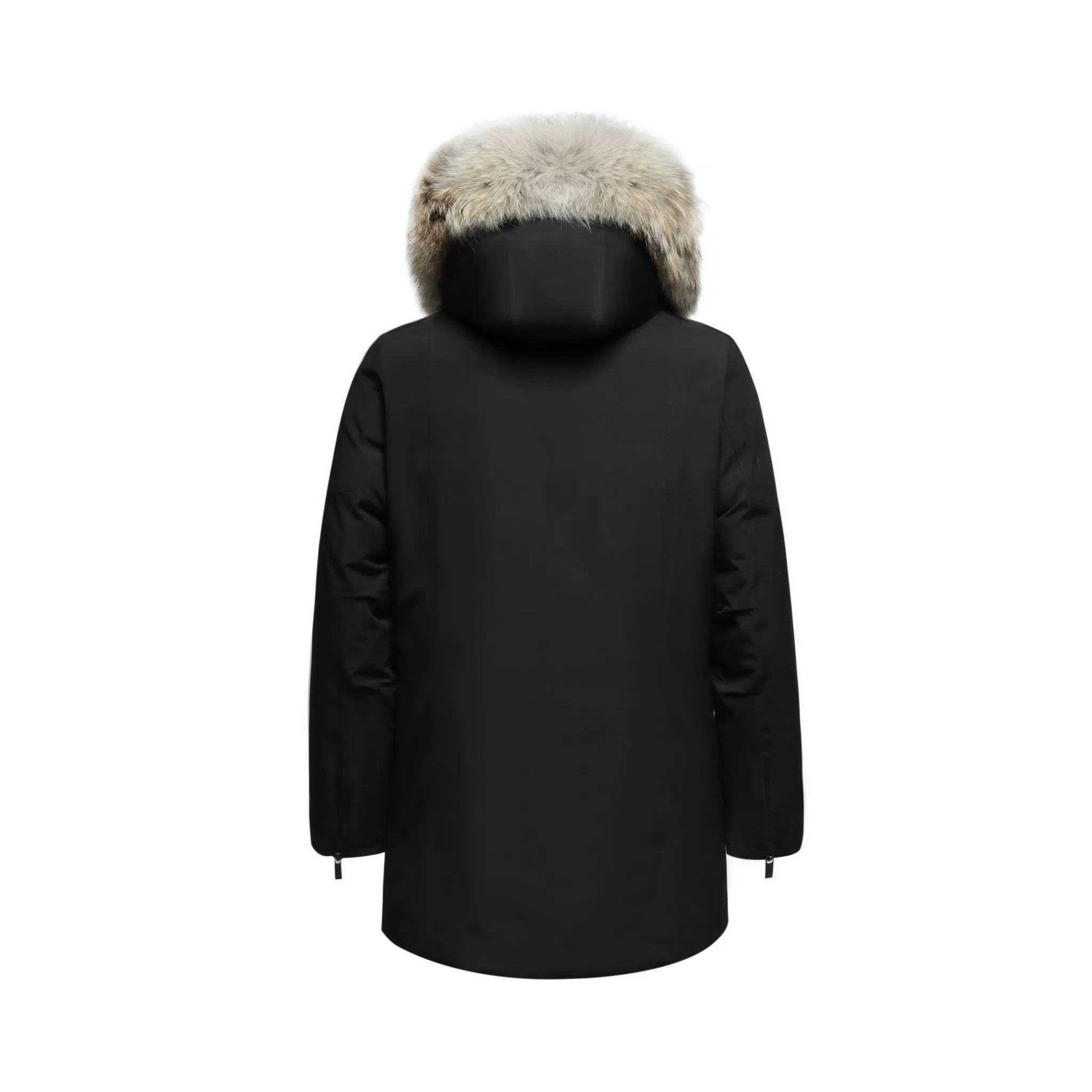 Men's Glacier Down Parka Jacket in Black (Light Fox Hood Trim)