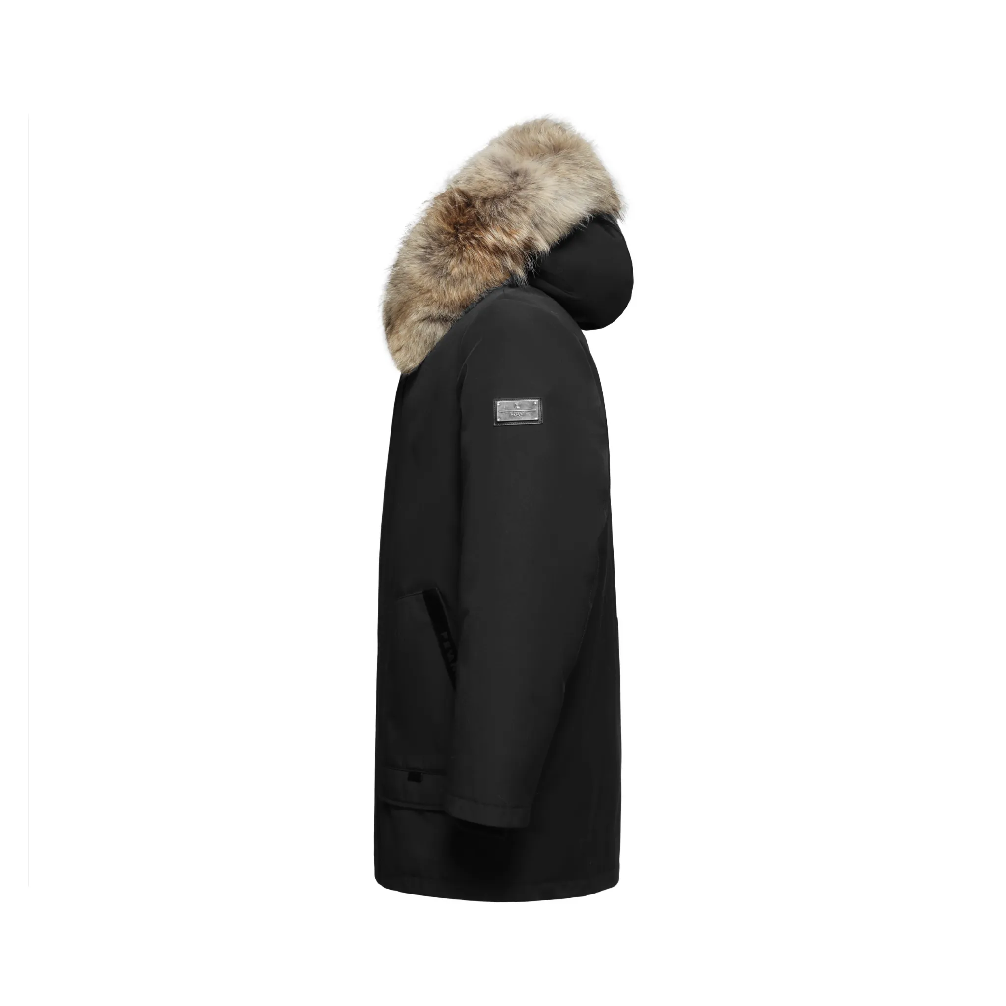 Men's Imperial Down Parka Jacket in Black (Light Fox Hood Trim)