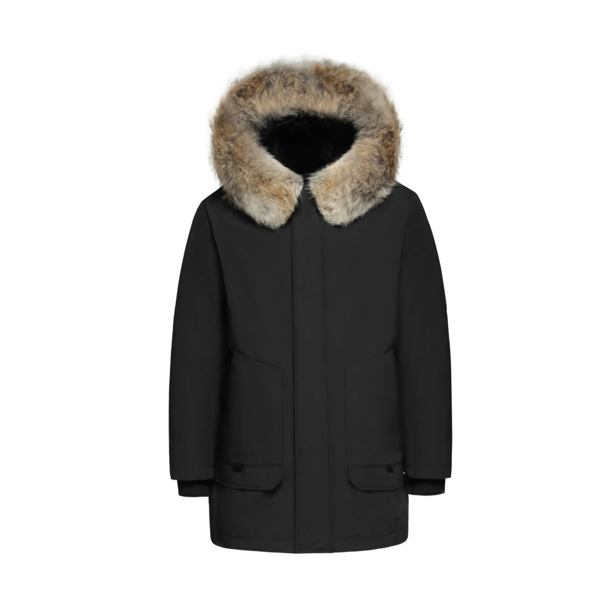 Men's Imperial Down Parka Jacket in Black (Light Fox Hood Trim)